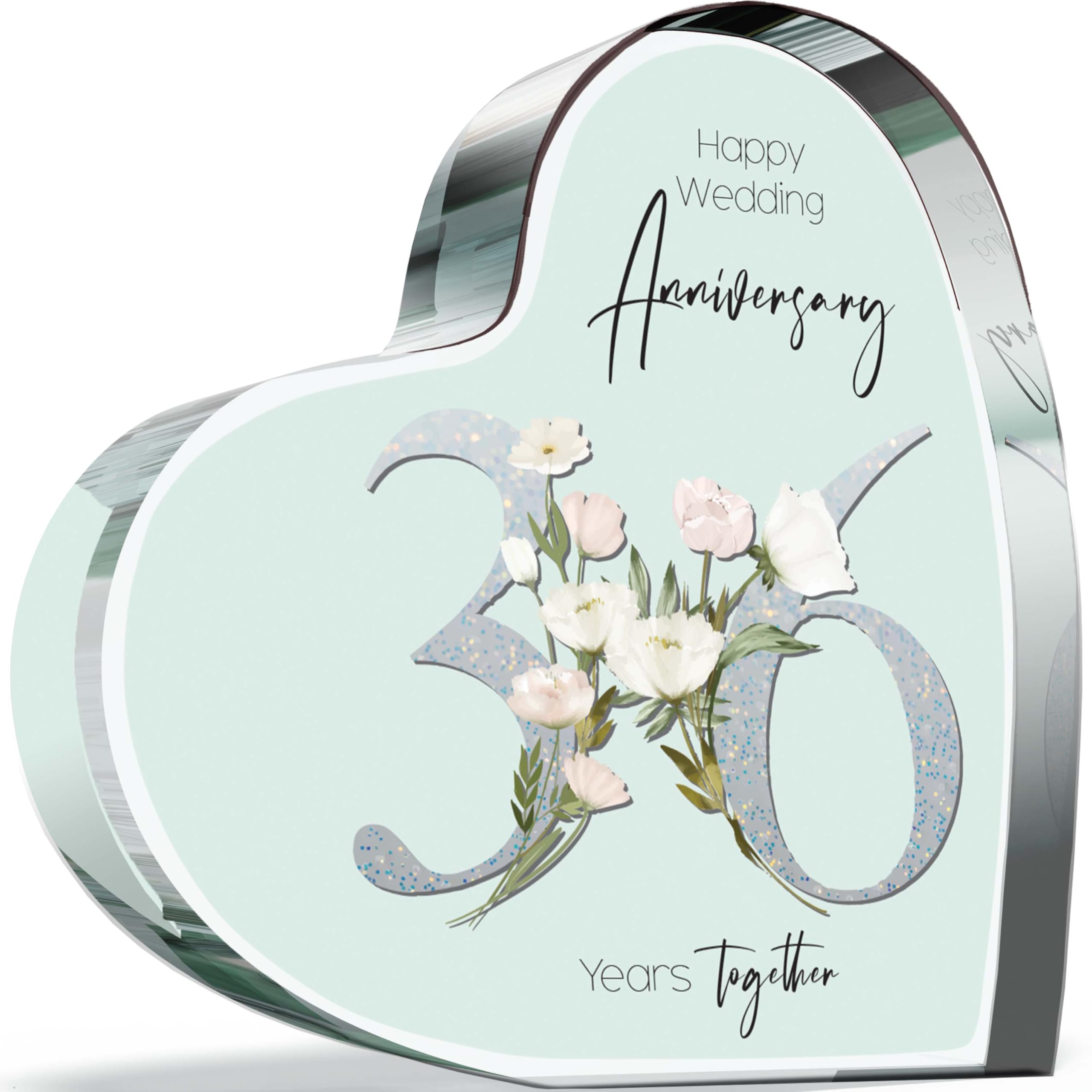 Giftzie Women's 36 Th Anniversary Plaque Gifts For Wife Husband - Years Together - I Love You Romantic Acrylic Heart Gift For Men, 100Mm Floral Present For Couples Thirty-Sixth Anniversaries