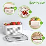 BOICHU Fruit Storage Containers for Fridge - 5 Size Berry Containers for Fridge Keep Fresh with Colanders and Vent Handle Lids, Clear Vegetable Storage Containers for Refrigerator, Lettuce Keeper