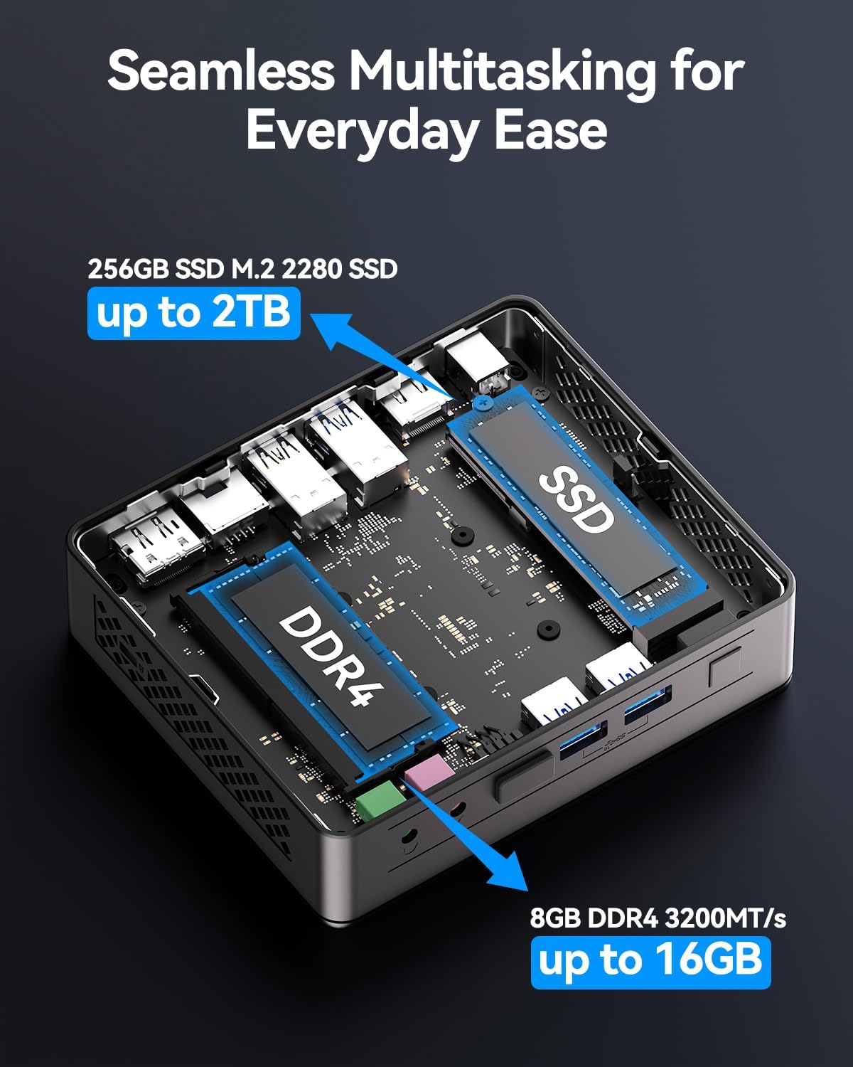 GEEKOM Air12 Lite Mini PC (6 USB Ports+9 Pin) with Intel 12th Gen Alder Lake N100 (up to 3.4GHz), 16GB DDR4 RAM 512GB M.2 2280 NVMe Gen3*4 SSD, Desktop Computer, 4K Dual Display/HDMI 2.0 - Image 9