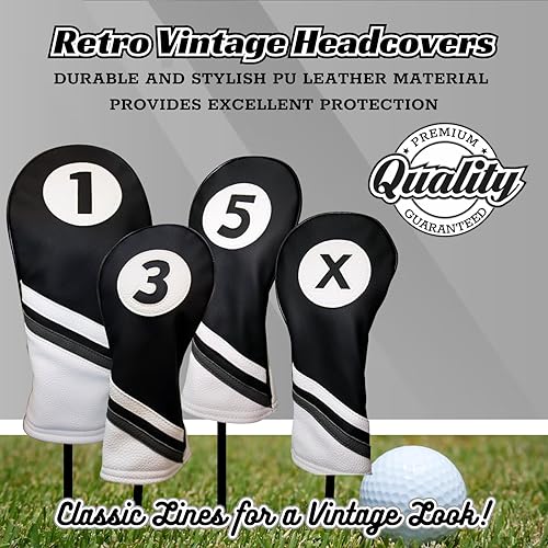 Miniatura 2 de Fundas para cabezas de golf de cuero blanco y negro estilo 1, 3, 5, X Driver y Fairway Head Covers para conductores de 460 cc