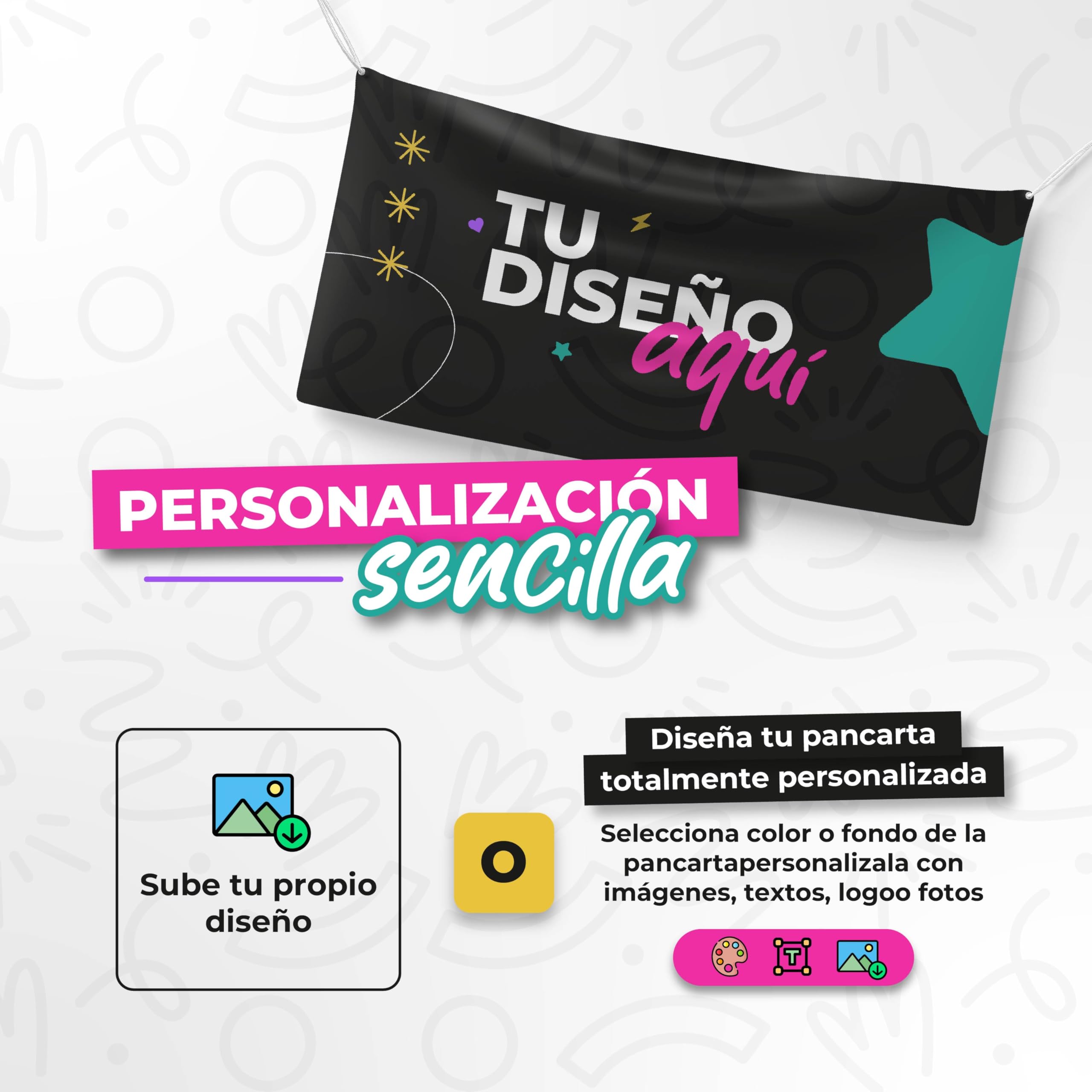 Pancarta Personalizada para Publicidad Exterior con 21 Medidas - Lona Personalizada con Foto, Logo, Texto - Ideal para Comunion, Bodas, Bautizos, Cumpleaños - Banderas,Cartel con Fotos (150x100cm)