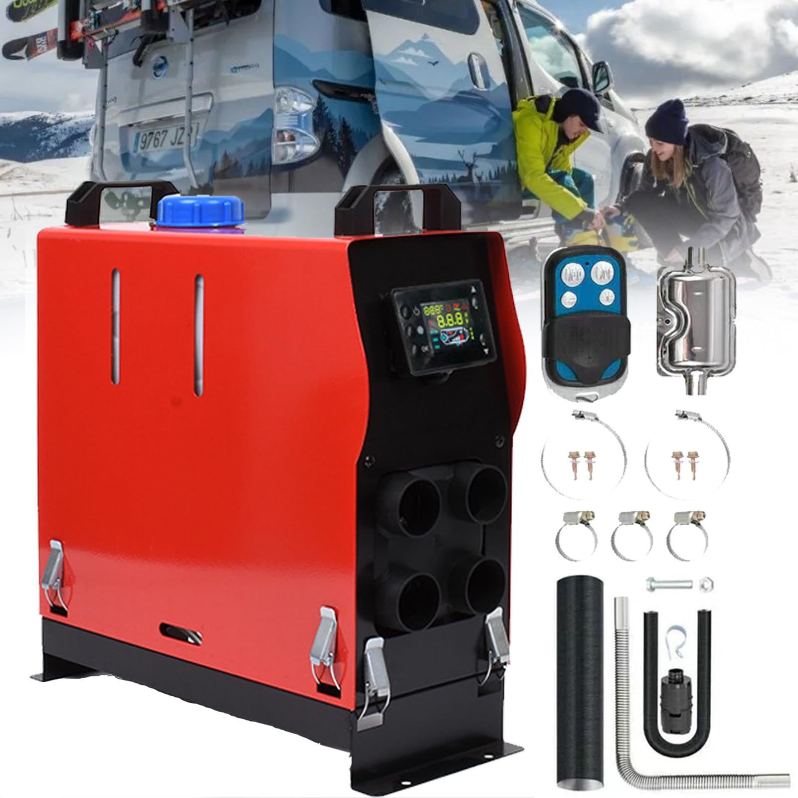 5KW 12V/24V Nagrzewnica powietrza na olej napędowy Ogrzewanie postojowe Nagrzewnica nocna na olej napędowy z przełącznikiem LCD i pilotem, do samochodów