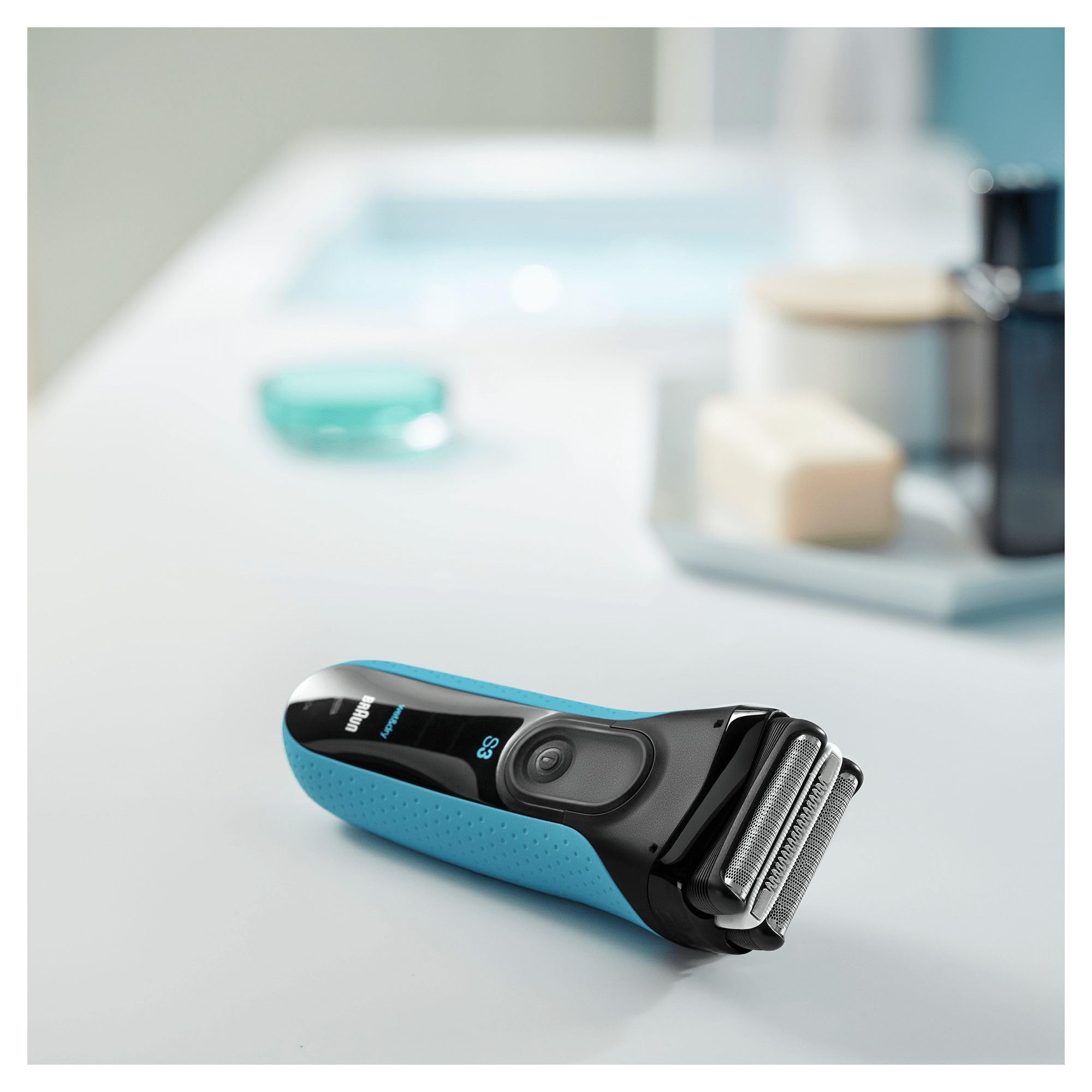 Braun Serie 3 ProSkin, Rasoio Elettrico Barba, Rifinitore di precisione, Accessori Inclusi, Idea Regalo, 3040s Nero e Blu Notte