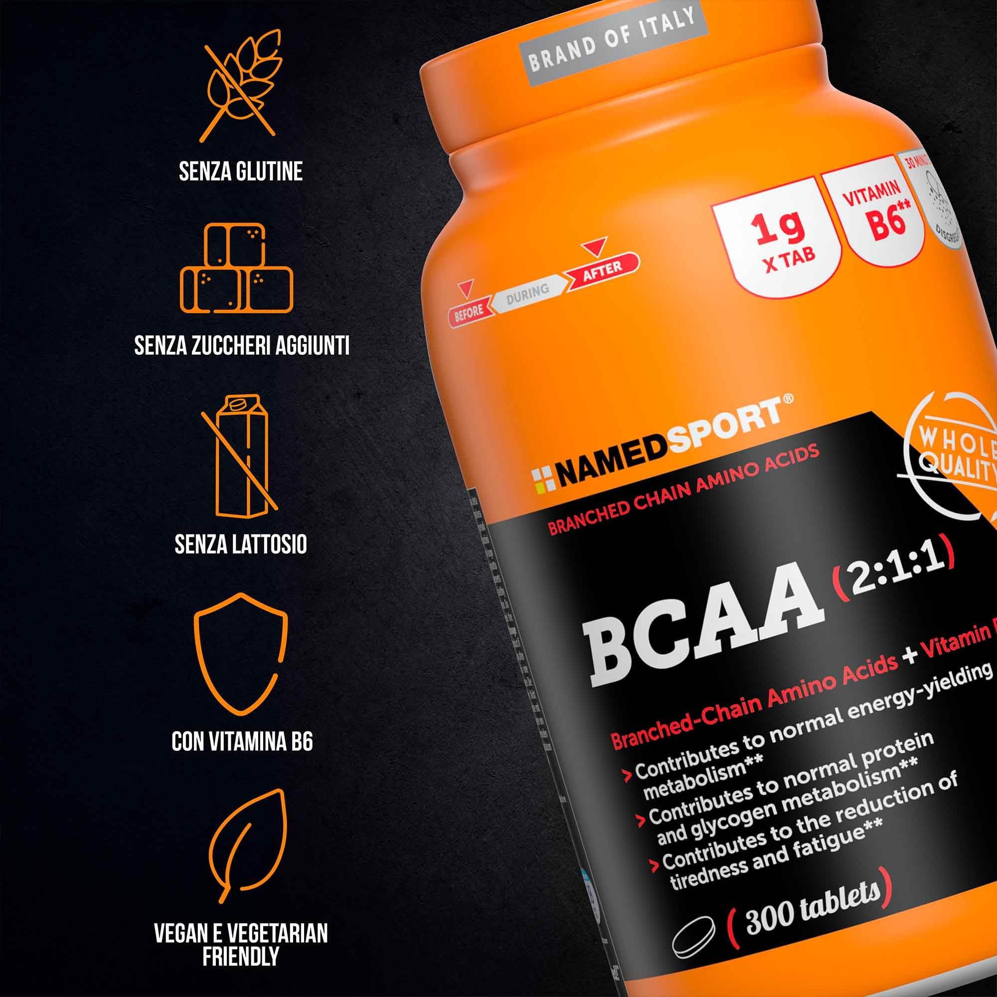 NAMEDSPORT SUPERFOOD BCAA 2:1:1 | EAA Aminoacidi Essenziali e Ramificati con Vitamina B6 | Recupero Muscolare e Sintesi Proteica | Intra Workout Palestra | 300 Compresse
