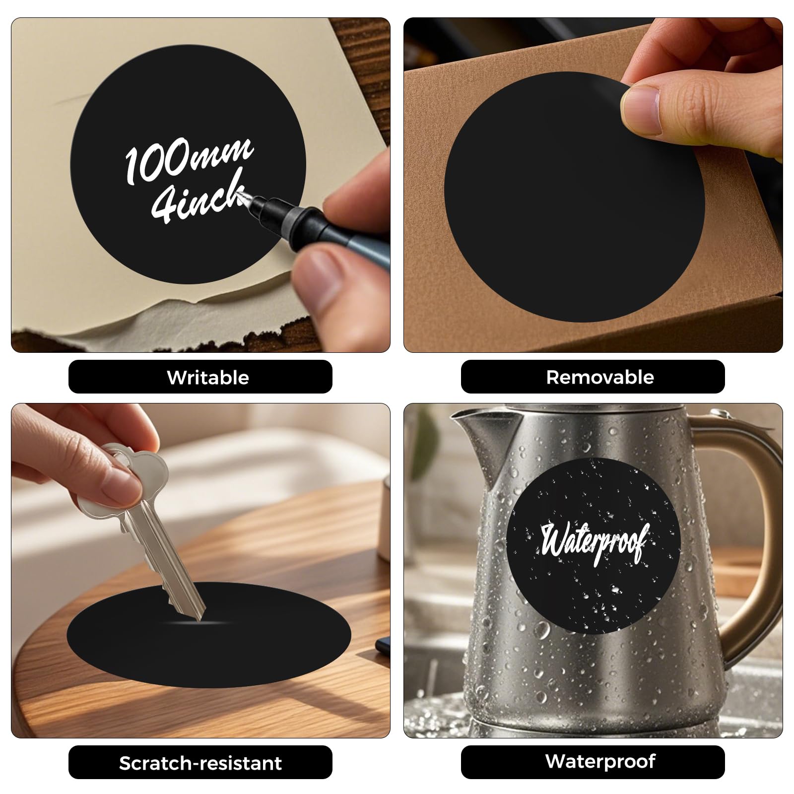 FINDAT 300PCS Black Round Labels 100mm Colour Coding Circle Stickers Vinyl Removable Waterproof Large Decals for Floor Moving Box Warehouse - Image 3