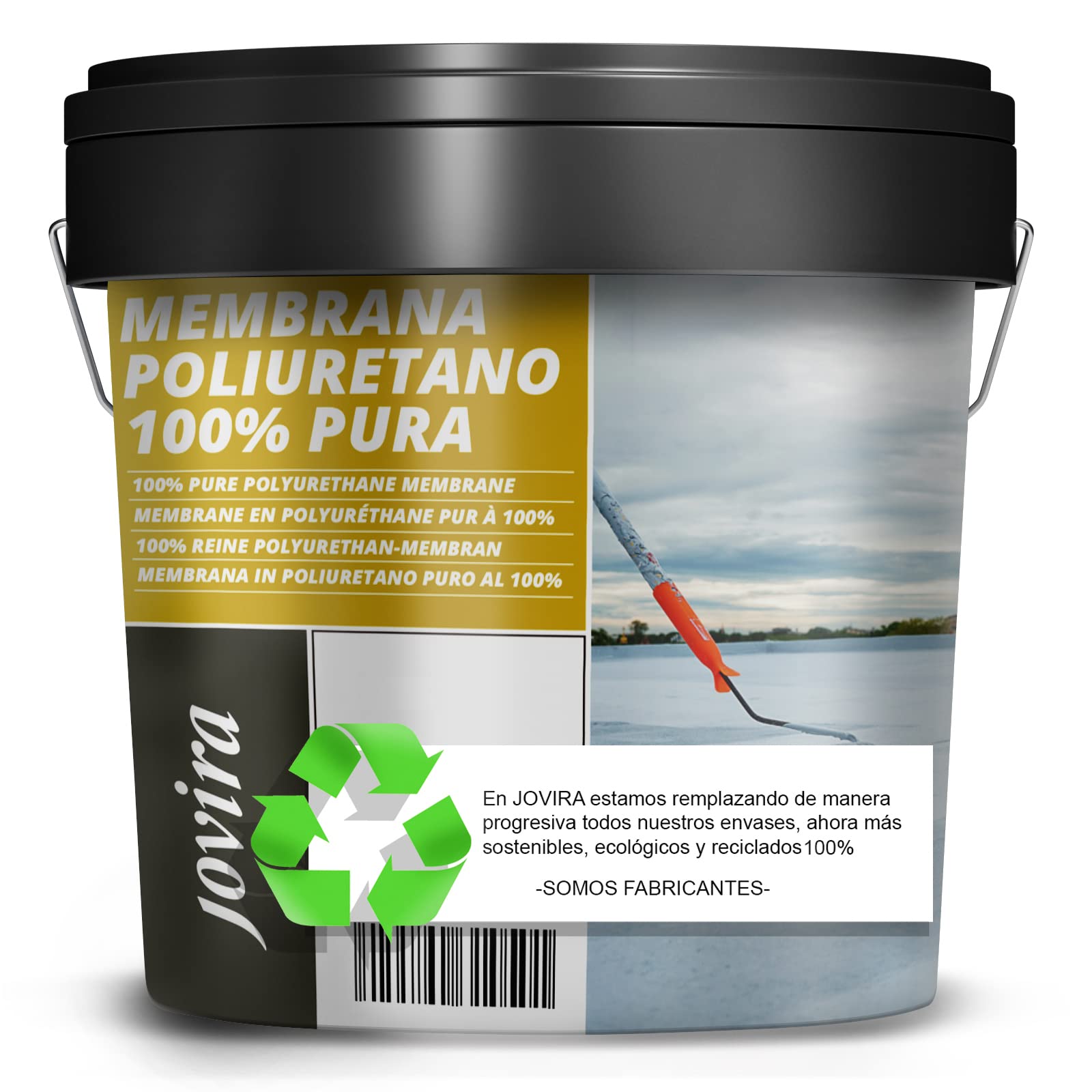 JOVIRA PINTURAS Pintura Membrana,100% Poliuretano al Agua. Especial para suelos, terrazas y cubiertas (15 Litros, Blanco) I-27B
