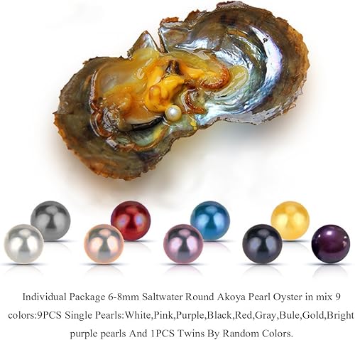 Miniatura 4 de LGSY 10 ostras cultivadas Akoya de agua salada de 0.236 a 0.315 pulgadas con perlas en el interior a granel para la fabricación de joyas de perlas