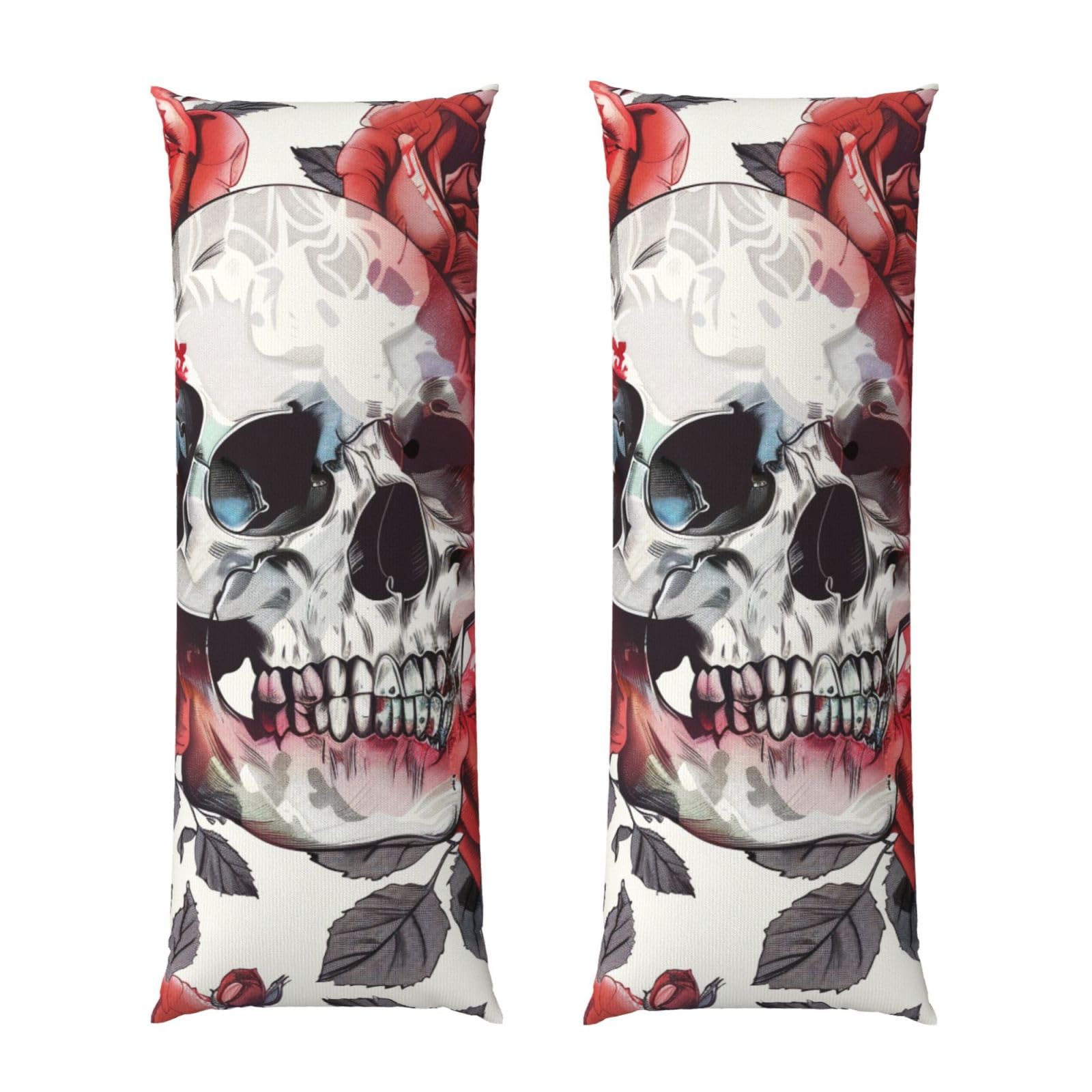 Body Pillow Cover 20x54 Inch, Floral Skull Print Long Lumbar Pillow Case with Zipper Long Body Pillowcase Decorative for Bed Sofa Bedroom