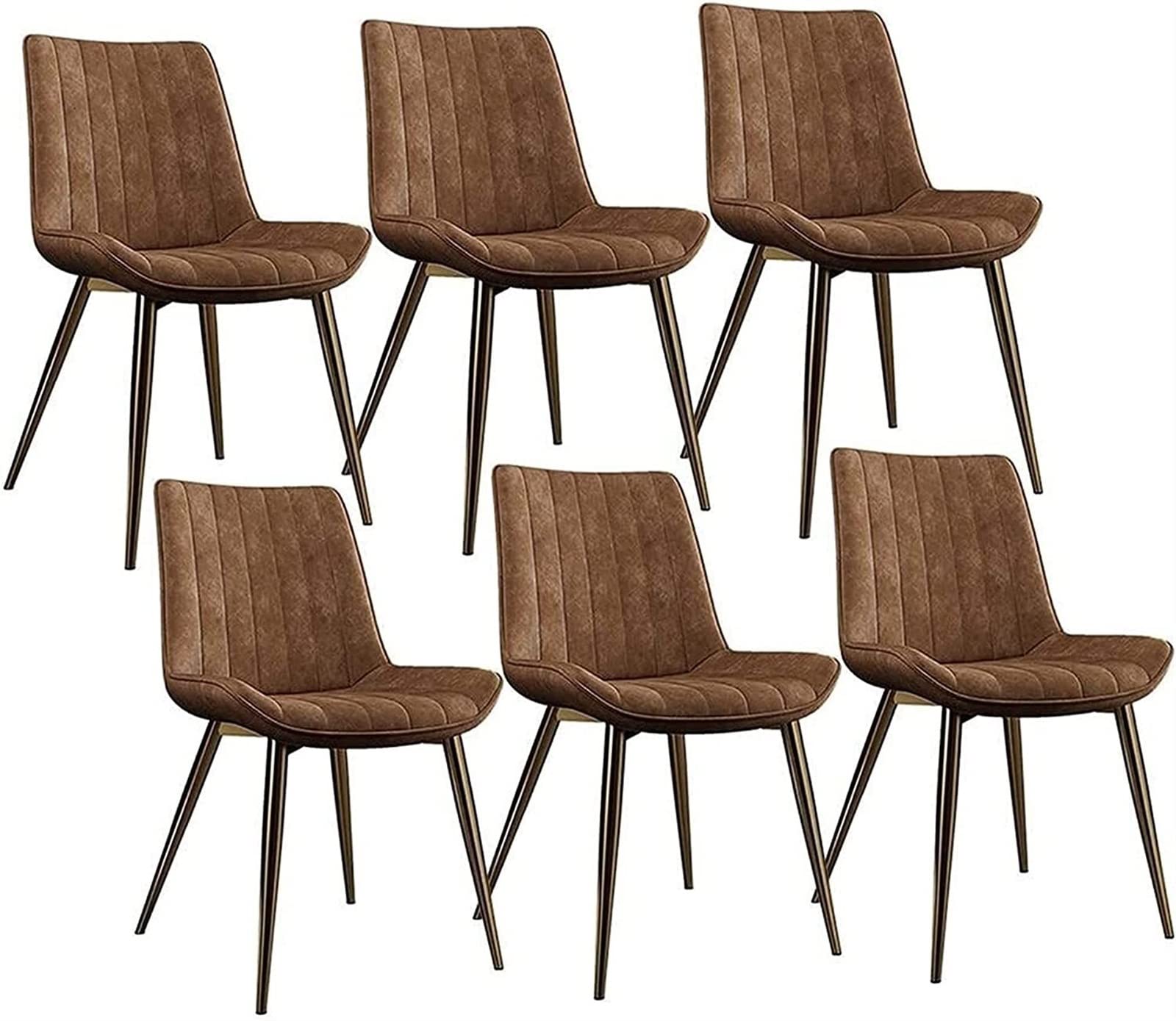 SJIALEN Modern PU Leather Dining Chairs Set of 6, for Office Lounge Kitchen Bedroom Chairs Sturdy Metal Legs Makeup Chair Kitchen Chair (Color : Orange, Size : Golden Legs)