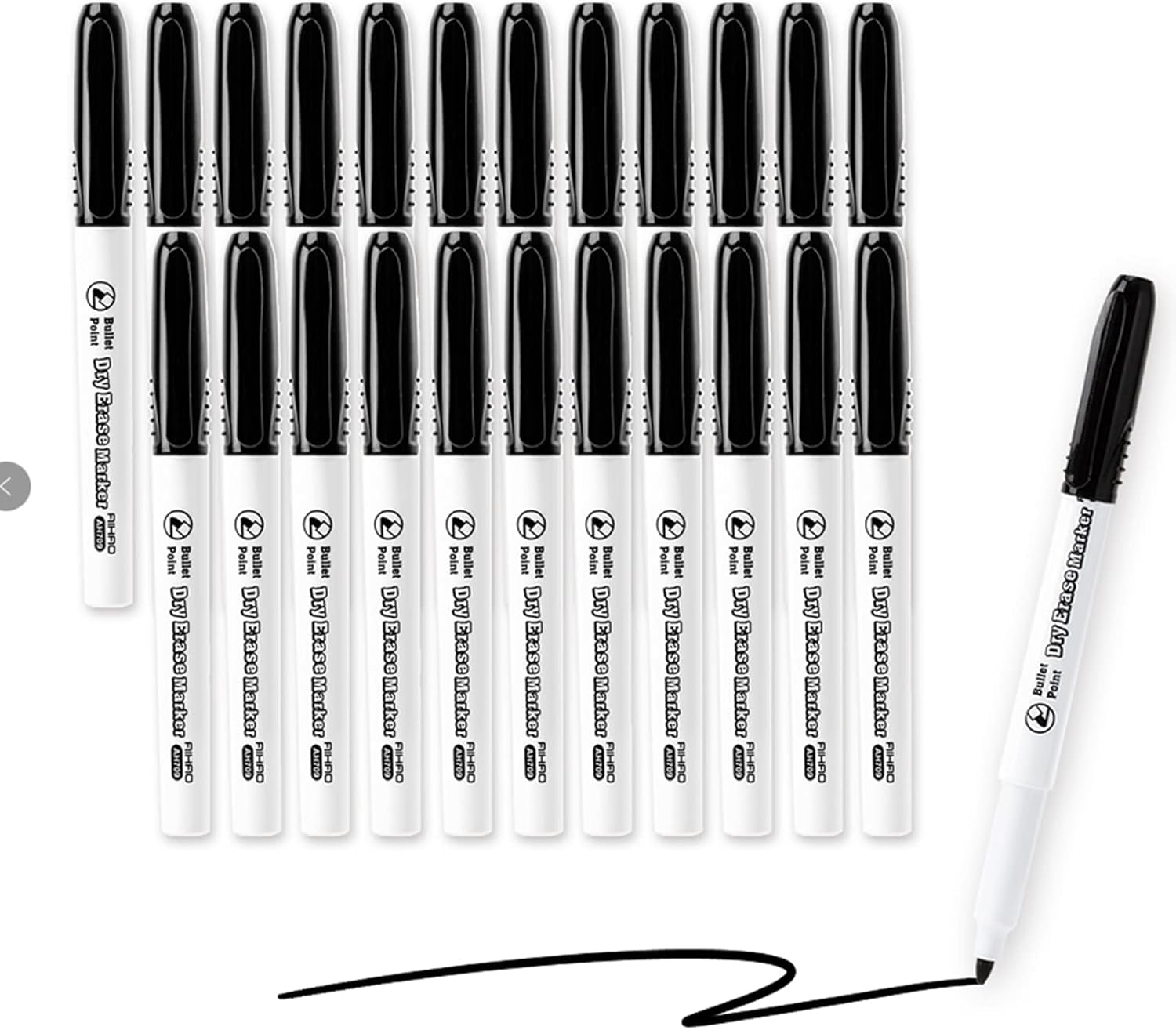 AIHAO Black Dry Erase Markers, Fine Point Tip, White Board Marker, 24 Pack, Low Odor, Bullet Tip, Writing on Whiteboards, Dry-Erase Boards, Mirrors for School Office Home