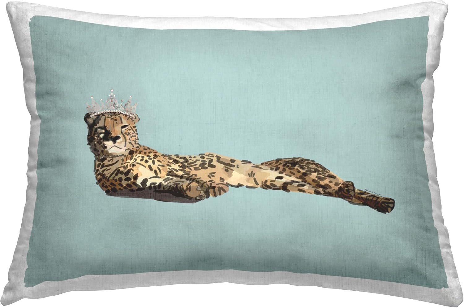 Stupell Industries Royal Lounging Cheetah Design by Amelia Noyes Indoor Printed Throw Pillow, 14 x 7 x 20, Blue