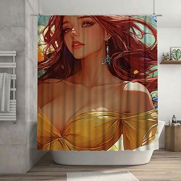 Yellow Shower Curtain Waterproof,Woman Curtains for Bathroom,Machine Washable Fabric Bath Shower Curtain with Hooks,Curtains Bathroom Decor Weighted Hem for Showers Restroom Decor 36x72 in G-217