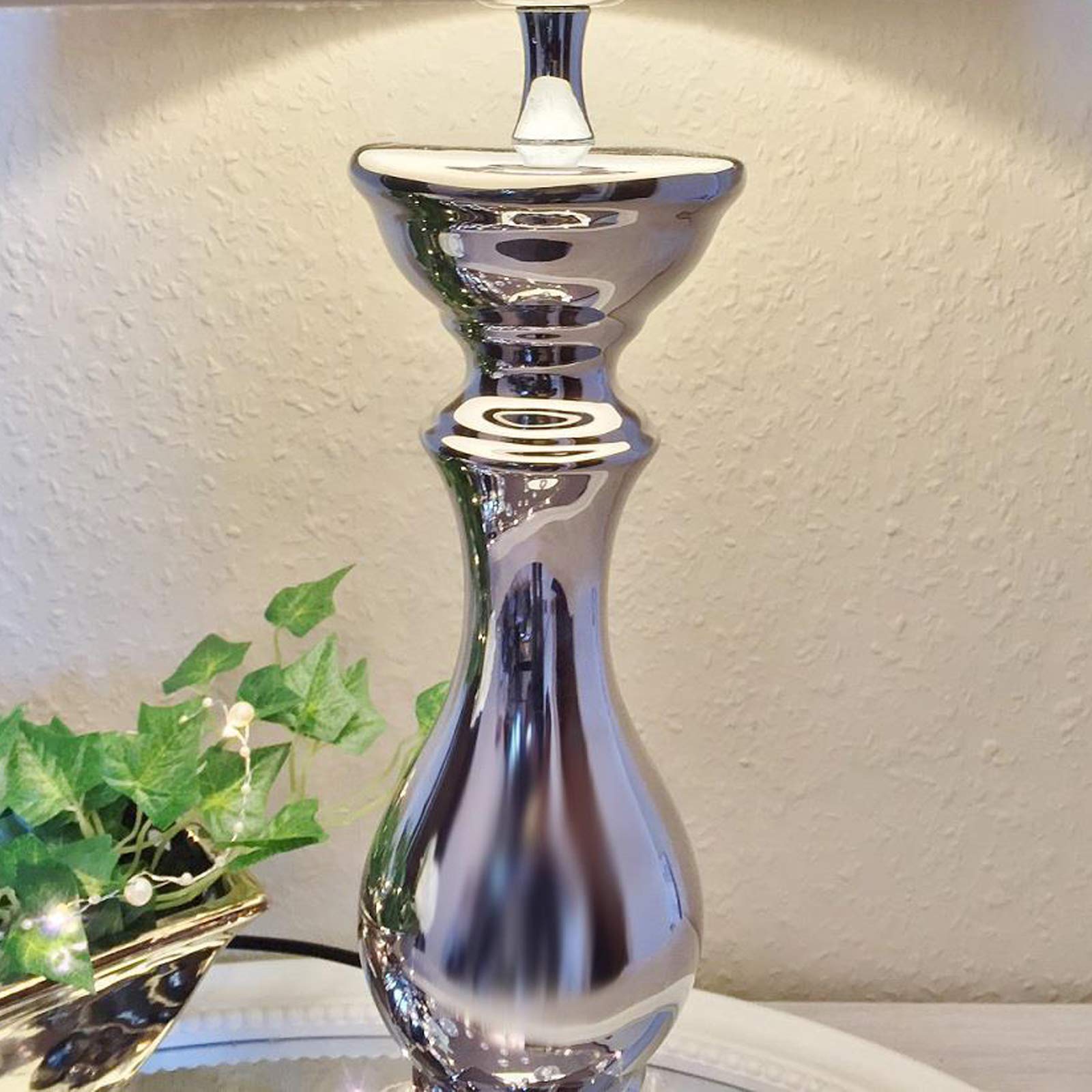 DRULINE Lovely Keramik Tischlampe Tischleuchte Nachttischlampe 46 cm Schwarz
