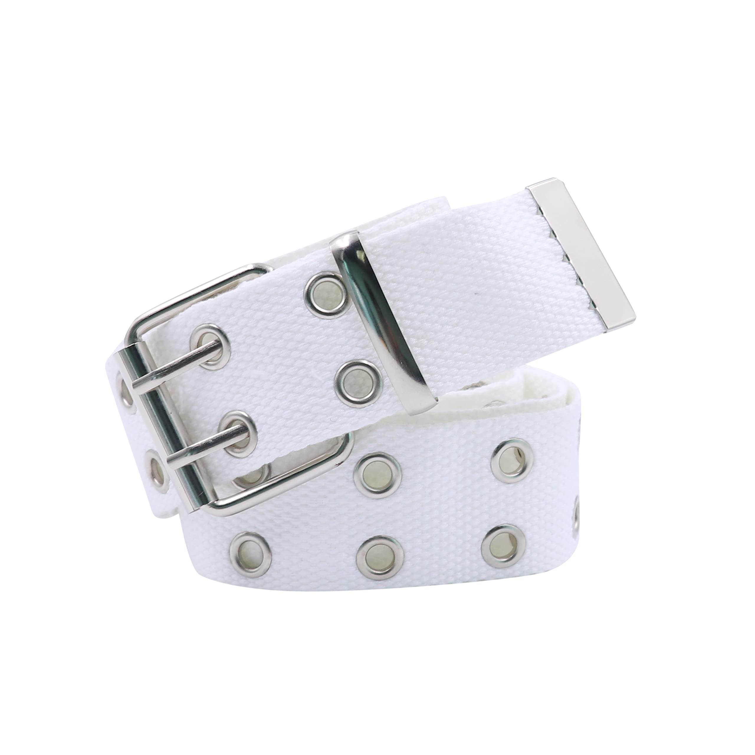 AIBEARTY Punk Nylon Canvas Web Double Grommet Hole Buckle Belt Belt Harajuku Wide Waistband for Women Men Jeans Shorts