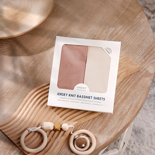 Miniatura 7 de GRSSDER Juego de 2 sábanas elásticas ultra suaves para moisés, ajuste universal para moisés, cesta de moisés ovalada, rectangular, colchón, sábanas