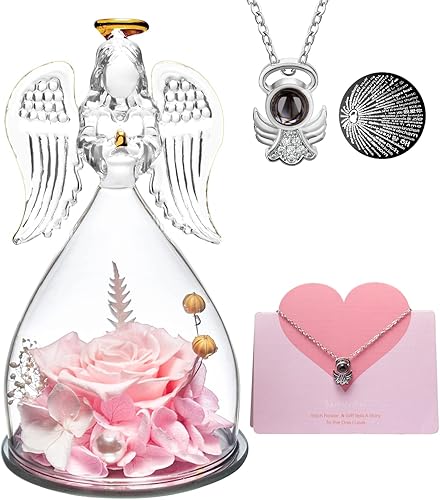 Miniatura 7 de Regalos de ángel preservado de Navidad para mujer, rosa preservada de cumpleaños, flor para siempre, flores frescas para entrega, rosas reales