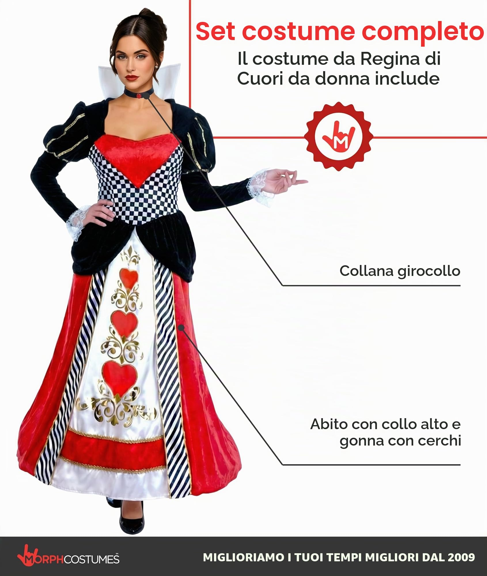 Fun Shack Costume Regina Di Cuori Donna - Abito Carnevale, Vestito per Halloween, Compleanni e Party, Alice nel Paese delle Meraviglie Donna