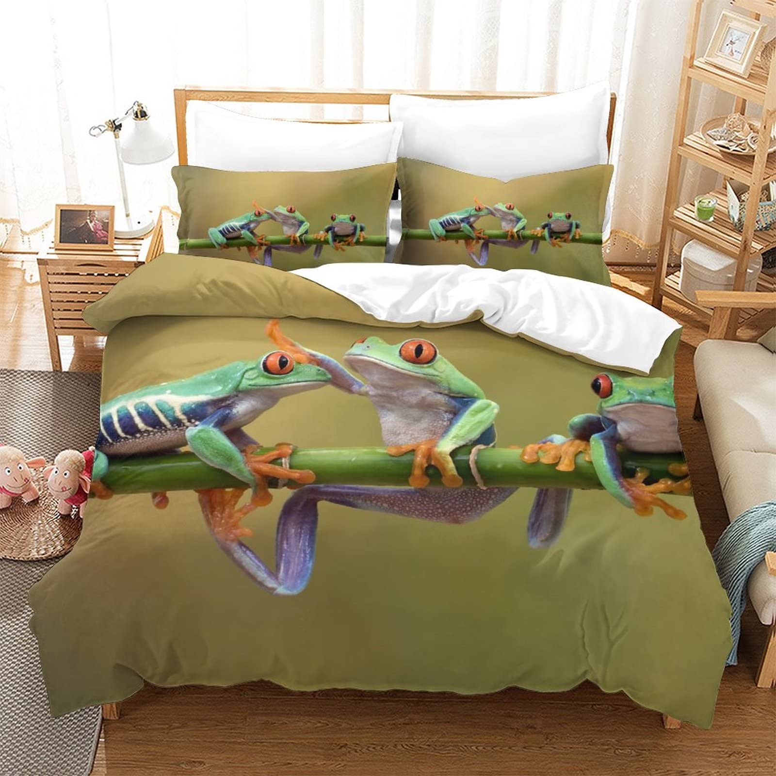 Housse de couette 200x200 cm avec ses 2 taies d'oreiller imprimée en 3D pour lit double