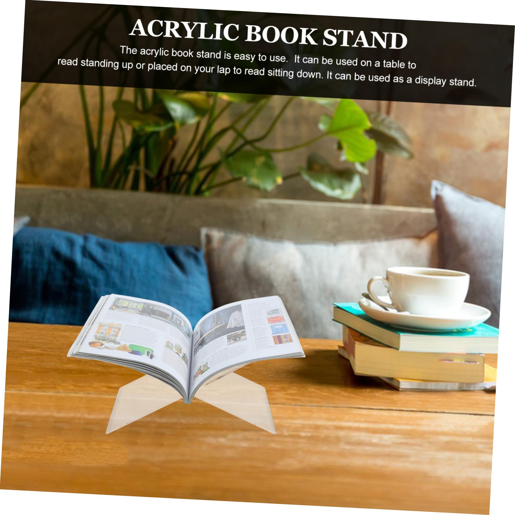 OSALADI 1Set Acrylic Recipe Book Display Stand Transparent Holder Thick for Kitchen Magazines Textbooks Cookbooks Stylish and Book Stand for Organized