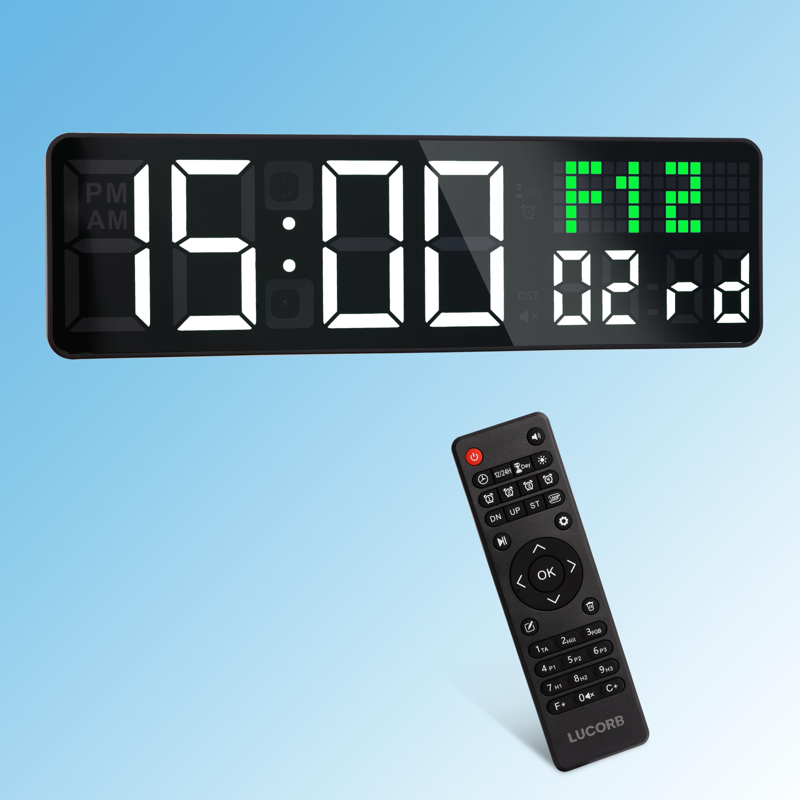 Gym Timer 15 Grote LED Display Wandklok|Interval Workout|Countdown| Stopwatch|12 Verstelbaar volume|3 Installatie Opties|Digitale Timer voor Fitness Home Garage Gym en buitensporten