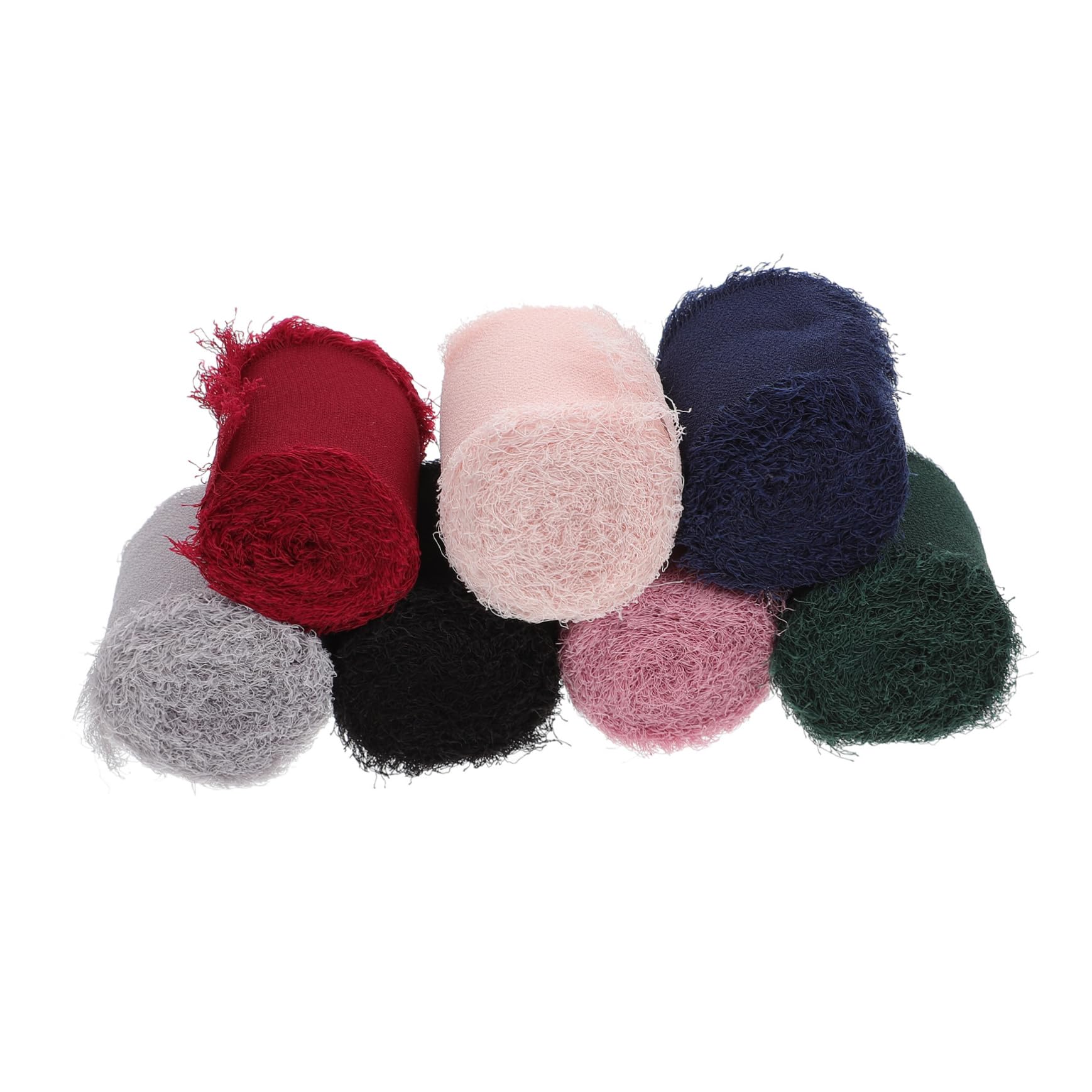 7 Rollen Schleifenherstellungsband Fransenband 3, 8cm Polyester