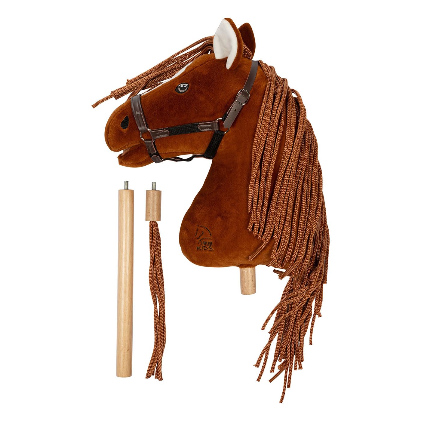 Brama West HKM Hobby Horse Premium Set – Steckenpferd mit Premium Decke & Fliegenhaube in Beige – mit Glitzersteinen & Stickerei – Kinder Hobby Horsing (Dunkelfuchs/Beige)