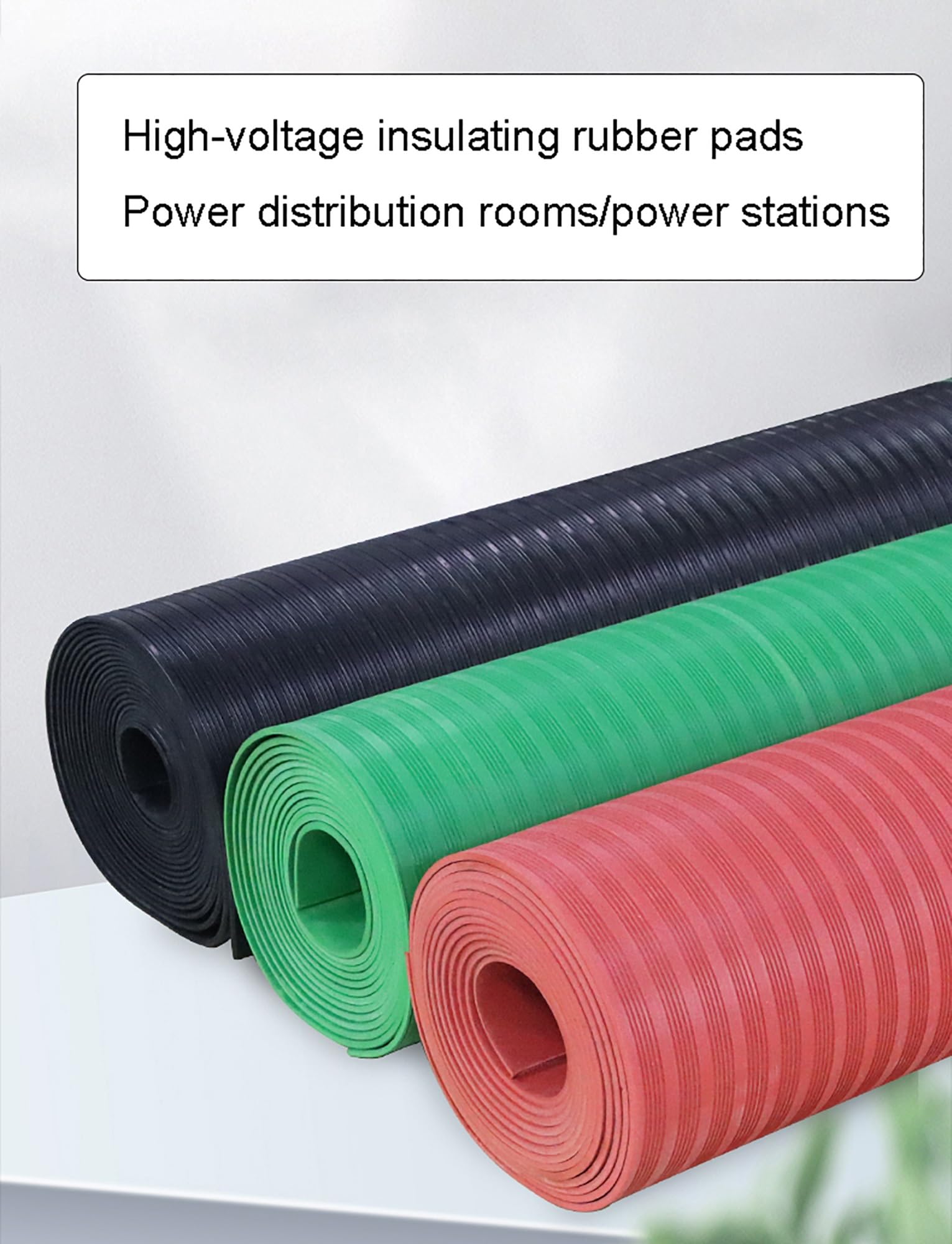 Generisch 3 mm Dicke Isolierungs-Bodenmatte, Umspannwerk-Gummimatte, geeignet for Verteilungsraum-Fabrikwerkstatt, dielektrische Arbeiter-Elektroschock-Schutzmatte(Black,100x800cm/3.3x26.2ft)