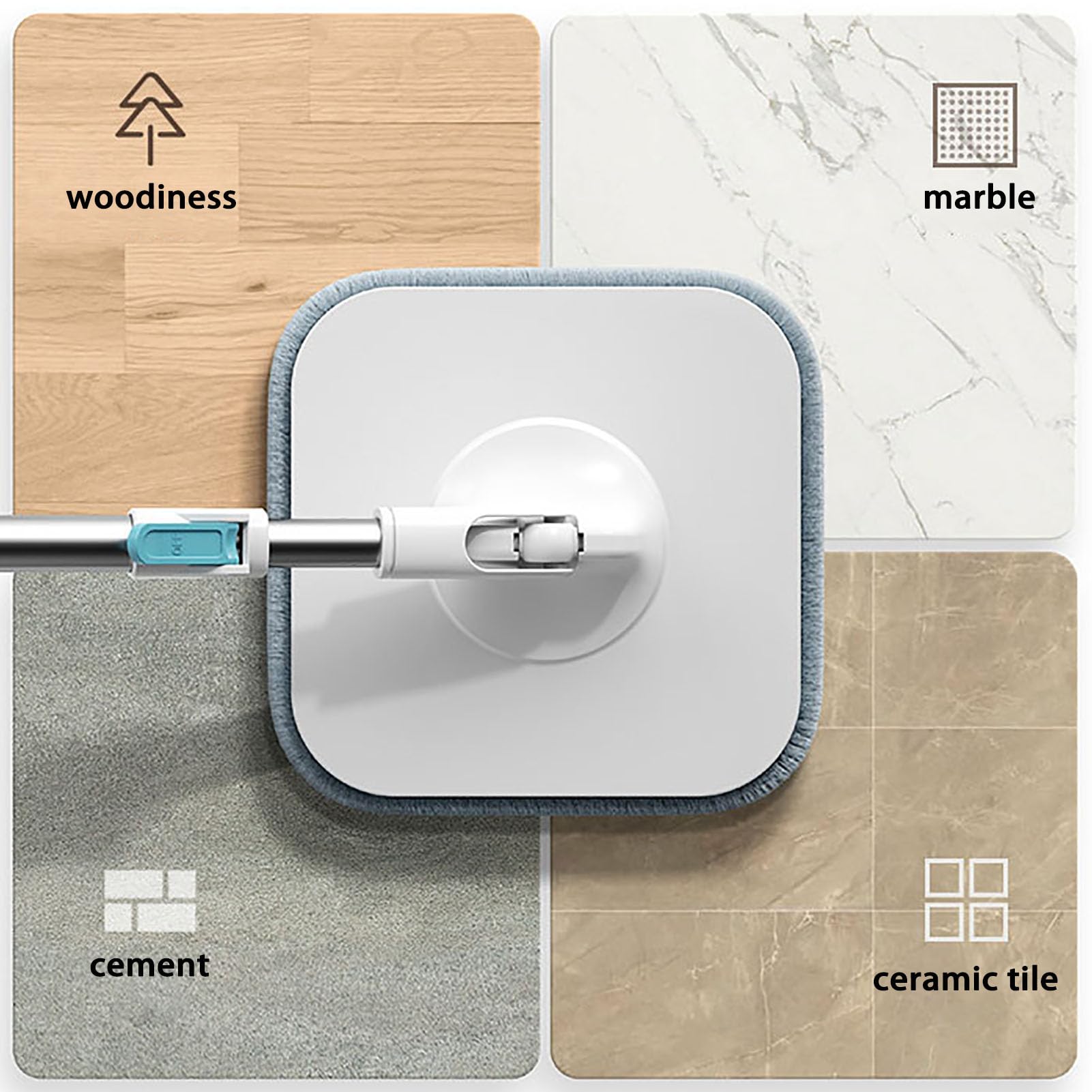 Recambio Fregona con Cubo Escurridor, Fregona Autoescurrible con Función de Separación de Agua Sucia, Fregona Microfibra Rotación con Mango Retráctil, para Limpiar Paredes de Suelo,Six Cloths