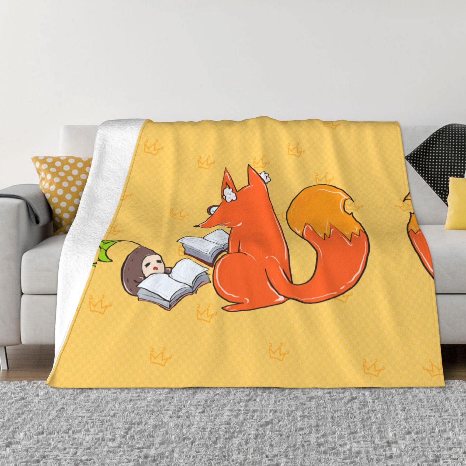 PHAYAHSunflower Seeds And Foxes Patterned Blanket Air Conditioning Blanket For Sofa Bed Chair Bedroom Gift Travel Living Room Blanket 80"X60"