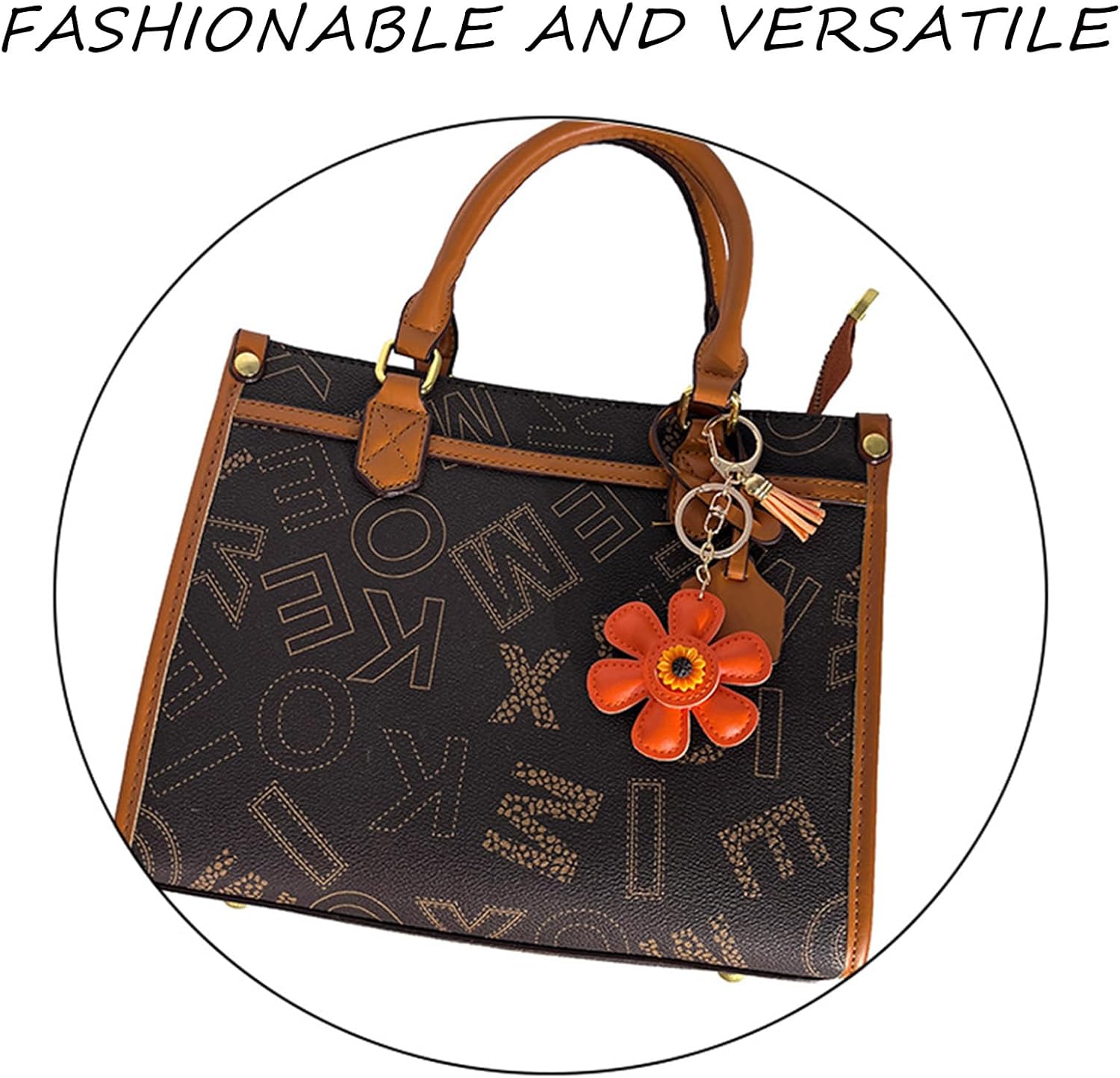 Women's Leather Bag Accessories Handmade Leather Small Flower Key Chain Suitable for Handbags Wallets - Image 5