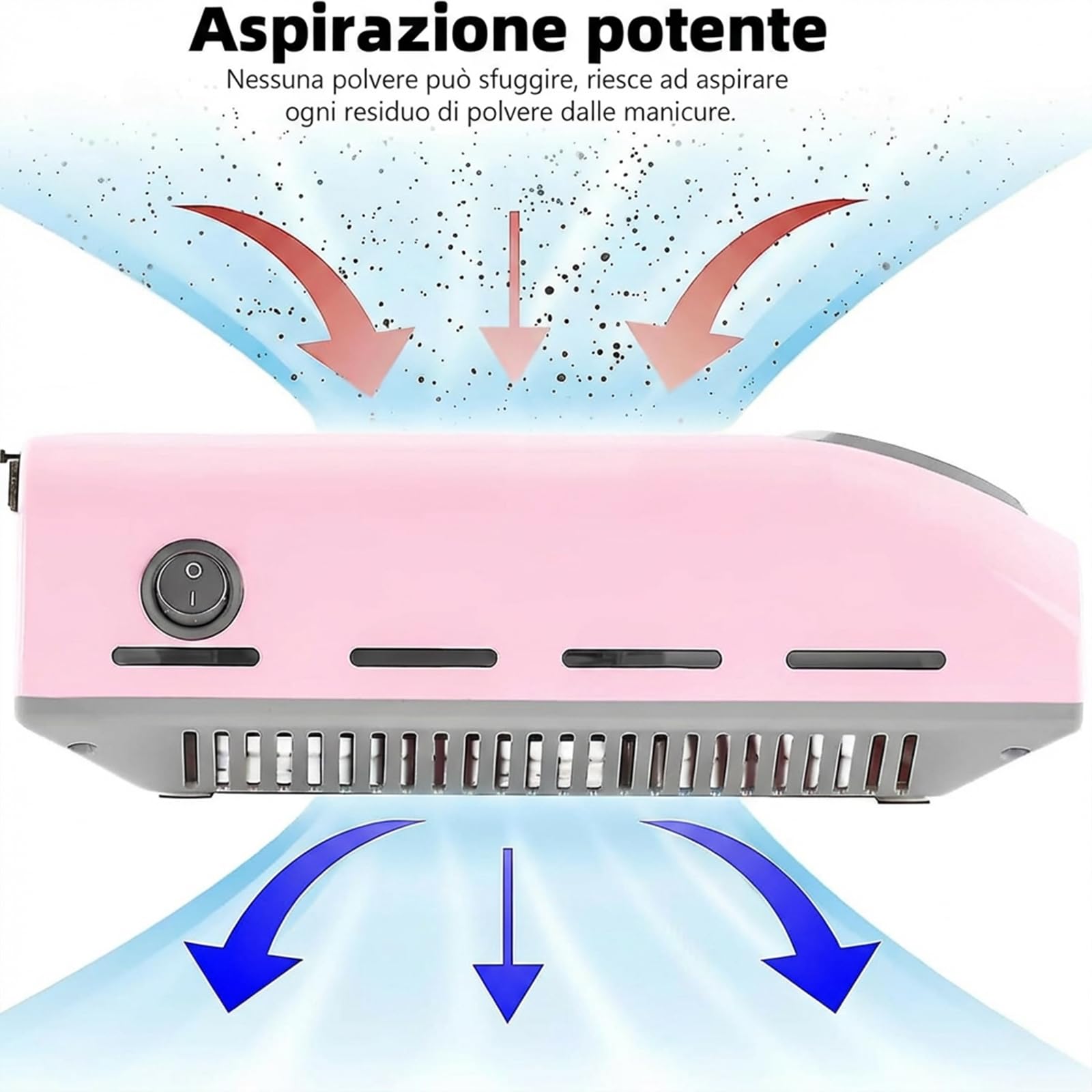 VOLTIX Aspiratore Unghie Professionale 80W - Aspirapolvere Unghie Potente, Nail Dust Collector con Filtro Riutilizzabile per Ricostruzione Unghie in Gel e Acrilico, Ideale per Salone e Casa rosa
