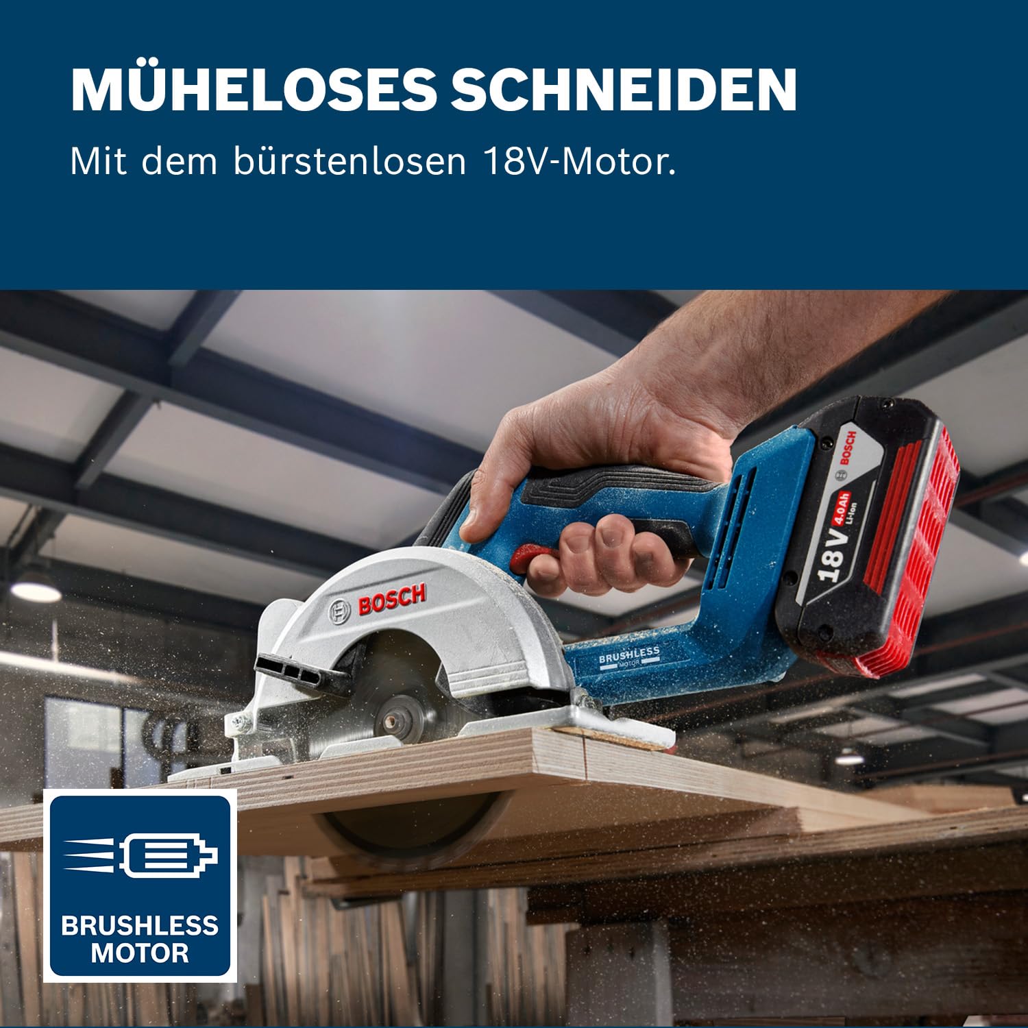 Bosch Professional 18V System Akku-Kreissäge GKS 18V-51 (Bürstenloser Motor, inkl. 1x Sägeblatt (140 mm) (ohne akku)