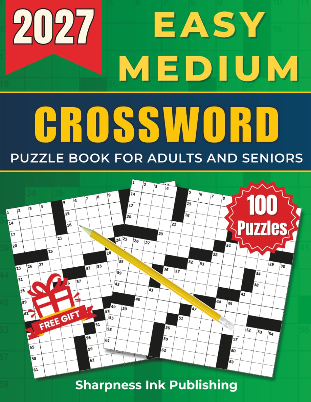 Easy - Medium Crossword Puzzle Book For Adults and Seniors - 100 Big Font Puzzles: Engaging Challenges to Boost Your Focus and Keep Your Eyes Relaxed ... of Fun, Perfect Gift for Cross word Lover