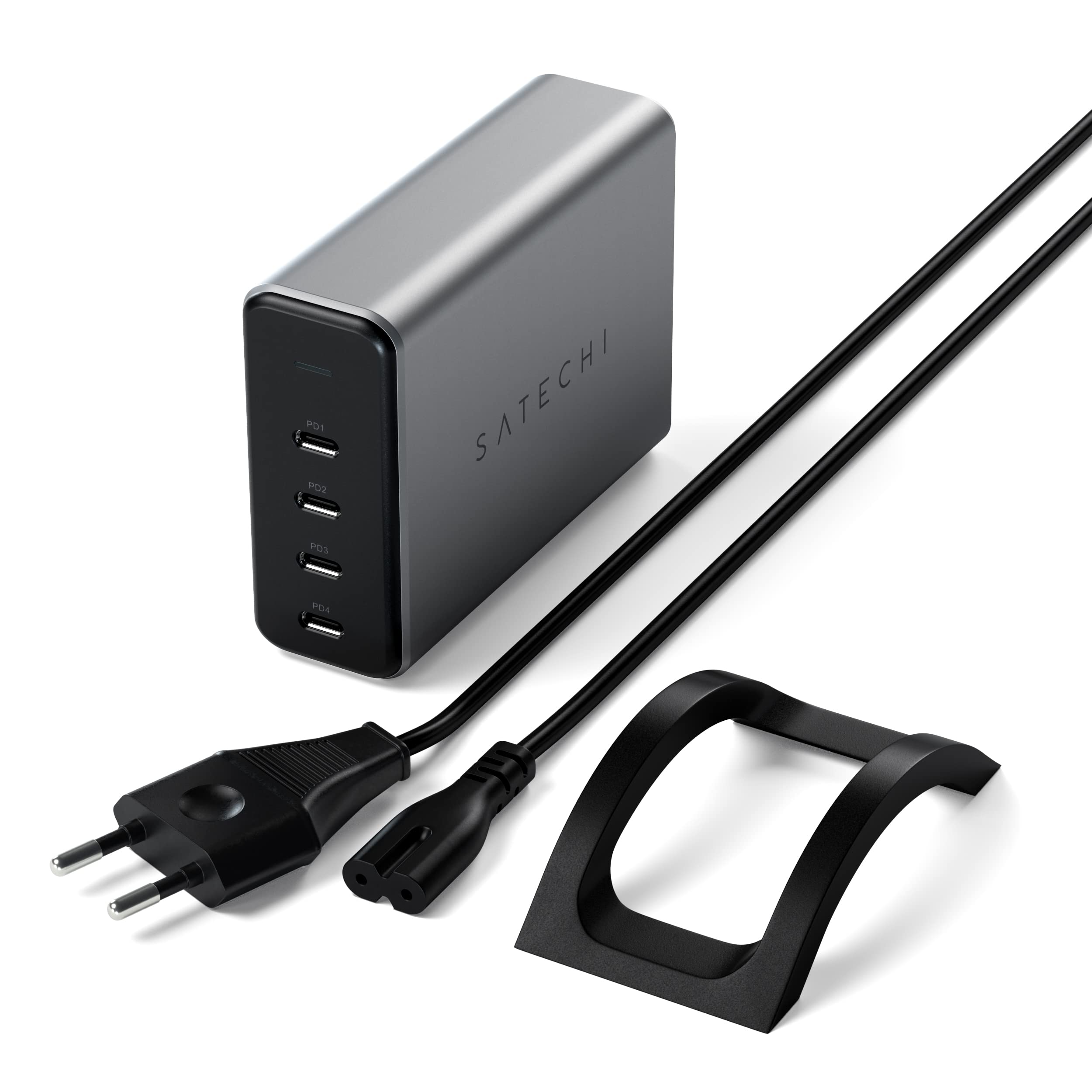 SATECHI Caricatore USB C GaN 165W, 4 Porte, Ricarica Rapida | 4x Porte USB-C, Ricarica sicura, per MacBook Air/Pro/Neo, iPad Air/Pro, iPhone, laptop, tablet e telefoni