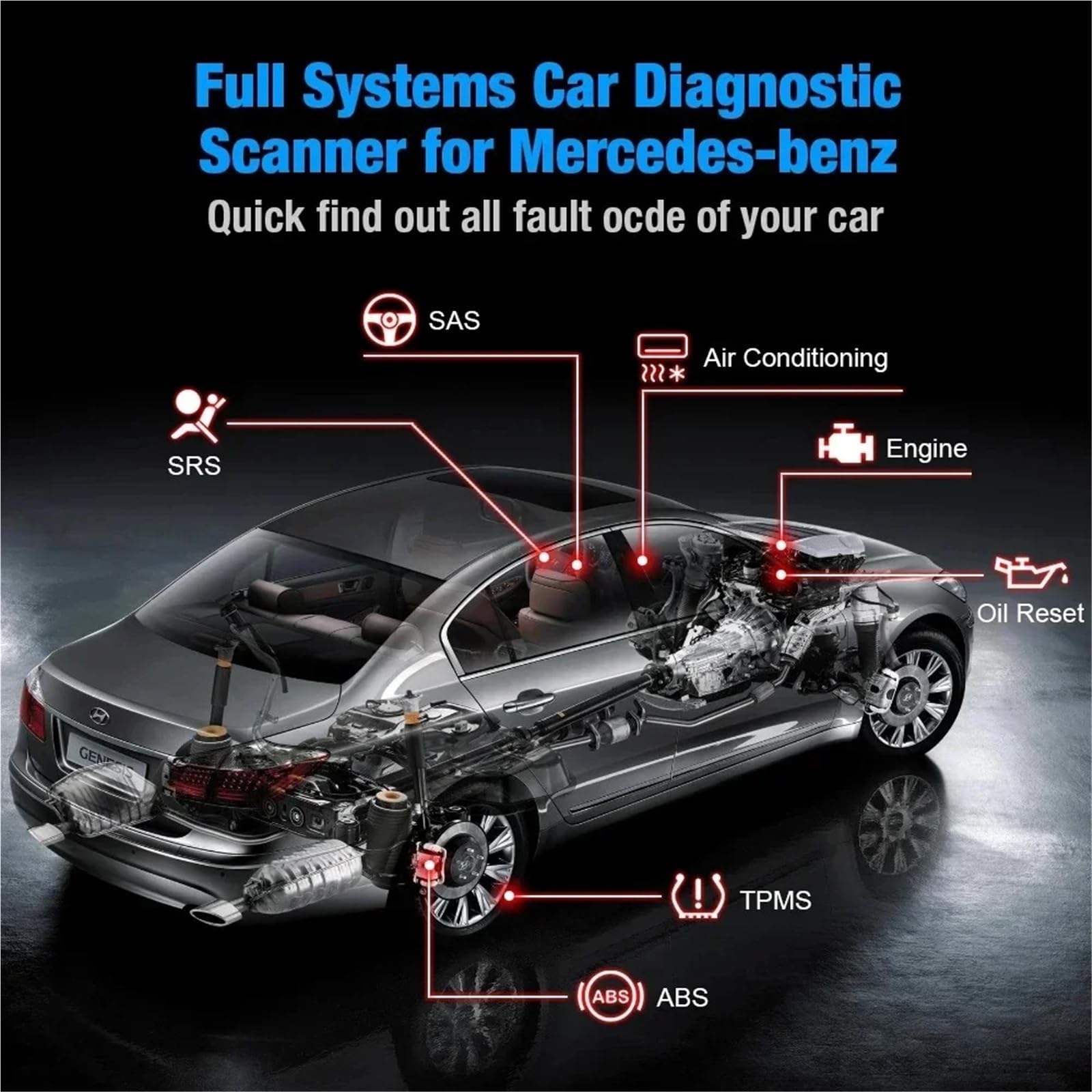 Professional OBD2 Scanner KW460 Code Reader for ABS Airbag Oil EPB DPF SRS TPMS Reset Car Diagnostic Tool