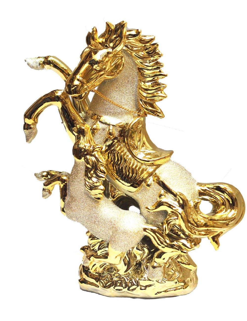 Castlerea Discounts Gold Italian Style /Silver Horse Fole Romany Gypsy China Ornament Ceramic Center (Gold)