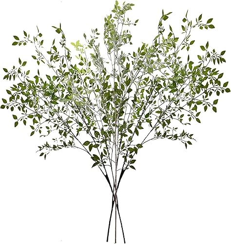 Miniatura 9 de Mokylor Nandina Domestica - Paquete de 6 racimos de hojas artificiales de 43.3 pulgadas, ramas de vegetación sintética, tallos de hojas en aerosol