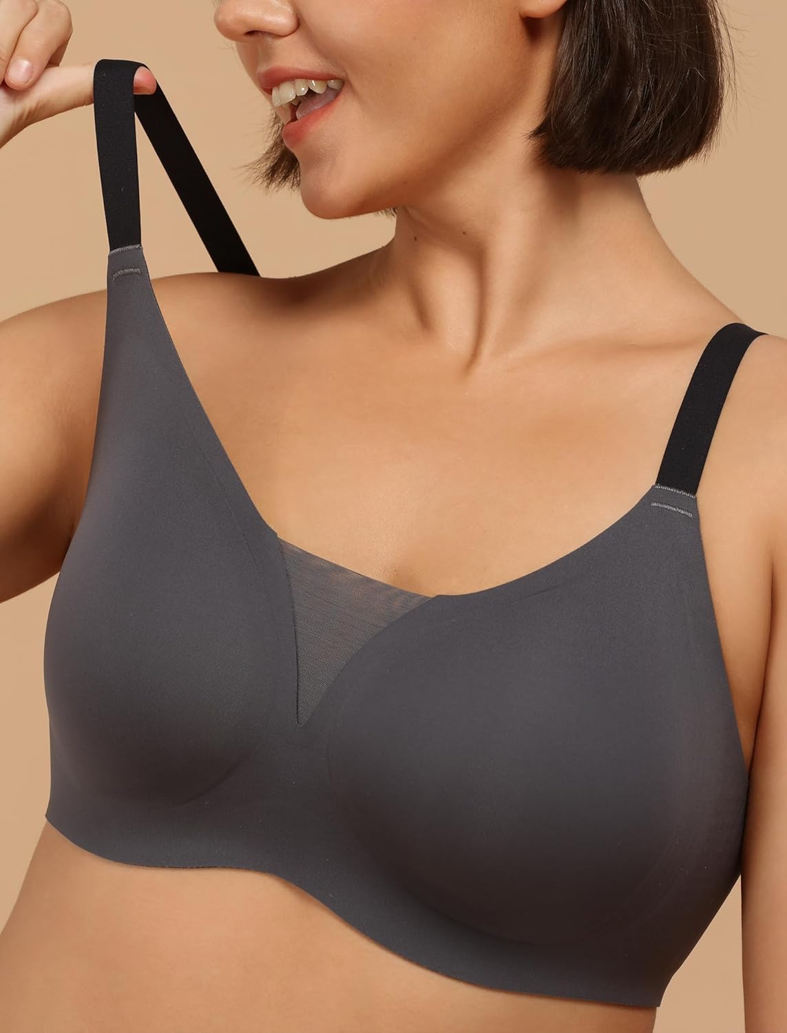 COMFELIE Wireless Seamless Bra for Women - No Underwire, Lightweight, Wirefree With Comfort V Neck - Comfy Sleep Bra - Image 3