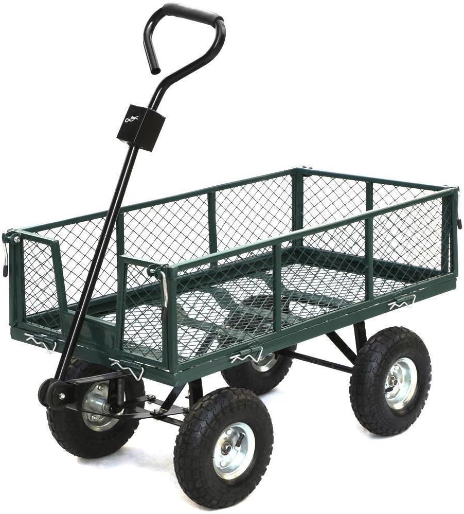 Wheelbarrows, Carts & Wagons Steel Heavy Duty Utility Wagon Wheelbarrow Lawn Cart Yard Crate Garden Supplies