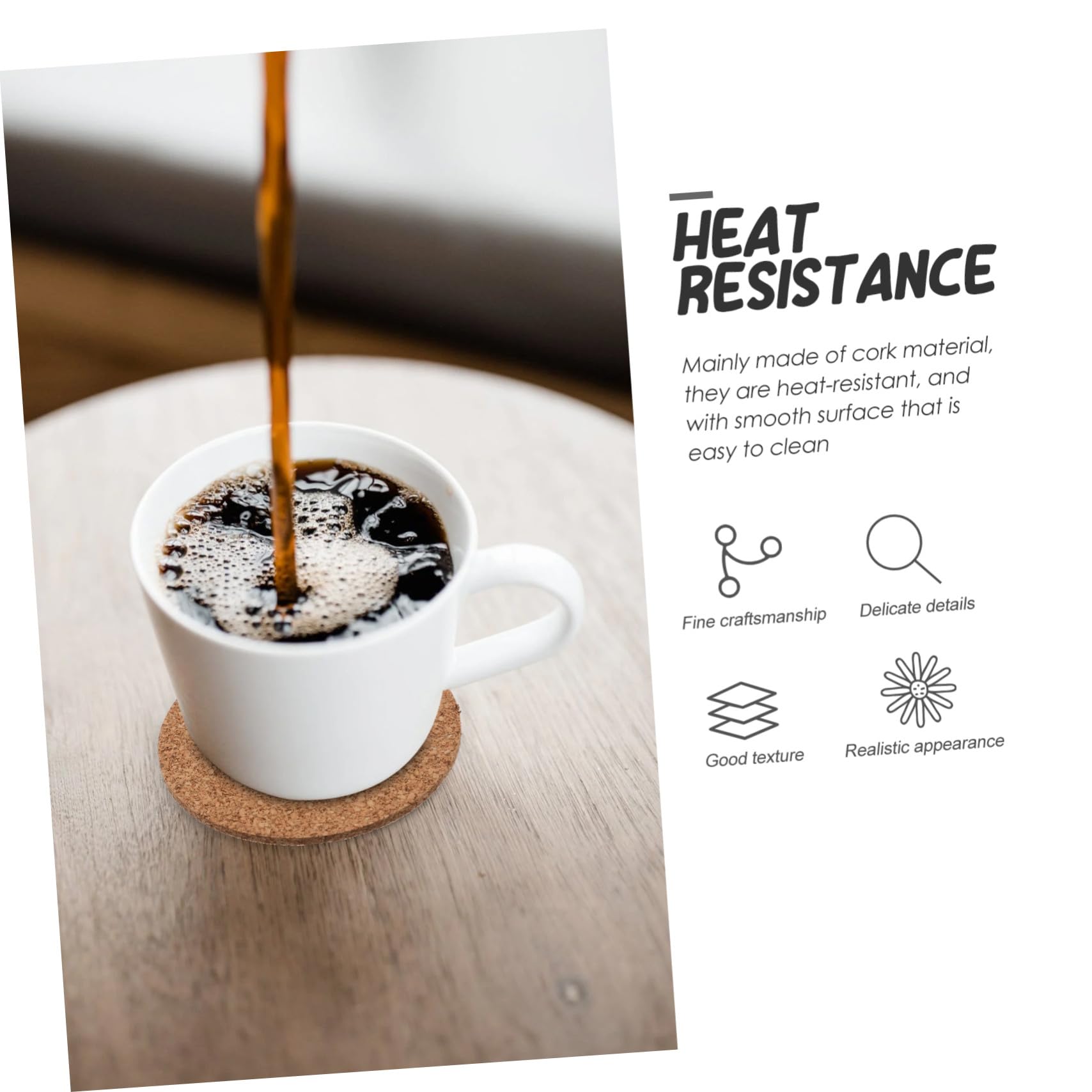 Mikikit 100pièces Dessous de Liege sous-Verres Decoratifs pour Boissons Resistant Chaleur Convient Tasses Cafe et Verres