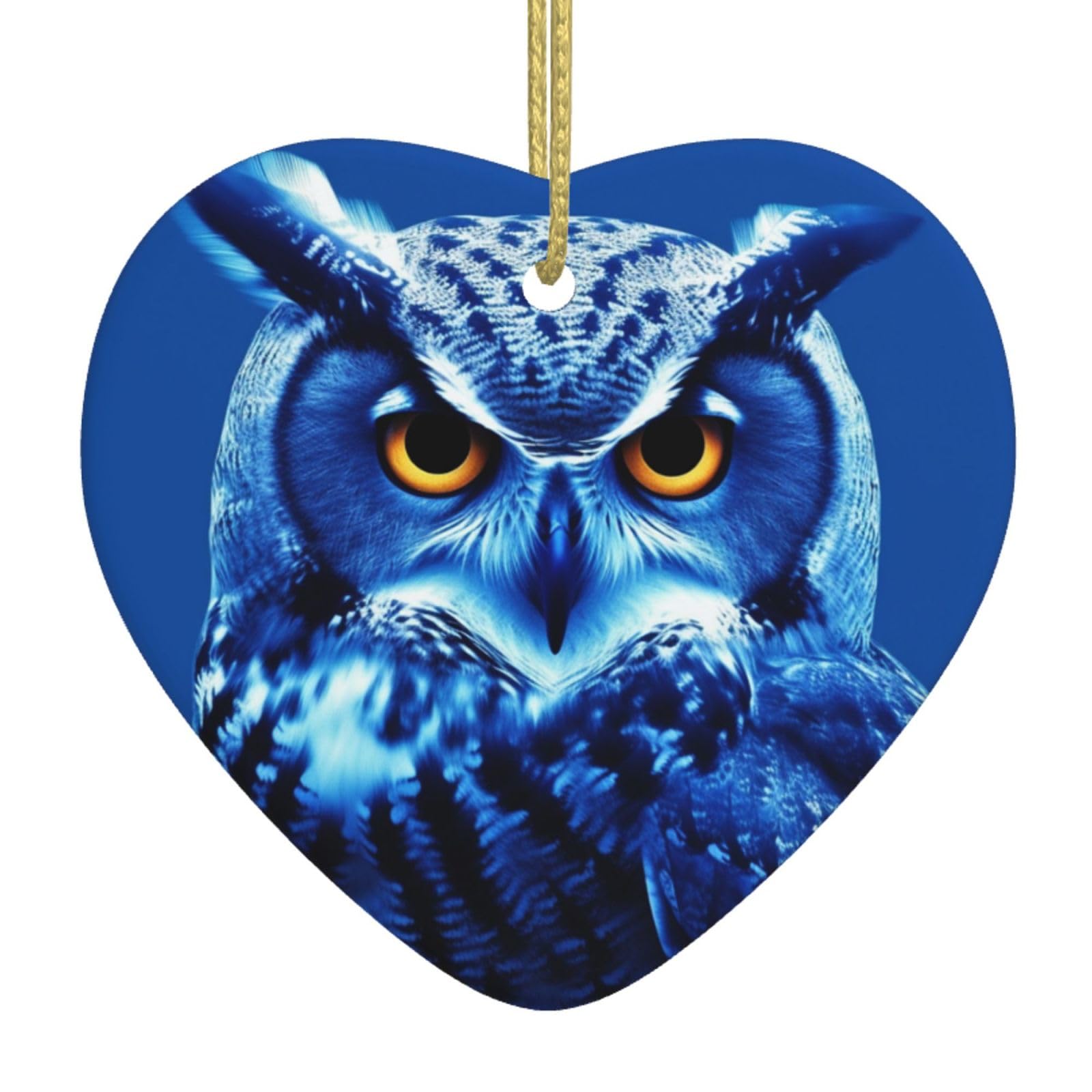 Fodpand Women's White Blue Owl Christmas Ornaments 2025, Gift Exchange For Men, Collectible Ceramic Ornament Heart Hanging Ornaments For Christmas Tree Decoration