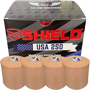 SHIELD USA 250 Athletic Prewrap Tape 4 Pack Tan