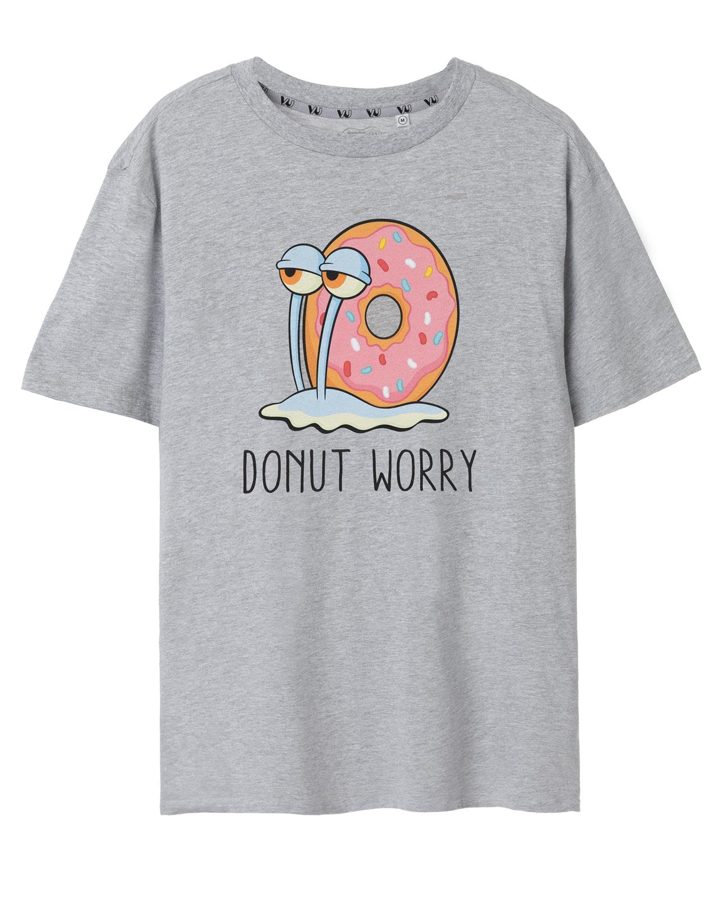 Vanilla Underground Spongebob Squarepants Womens Grey Donut Worry Short Sleeved T-Shirt (Medium) from B&Q