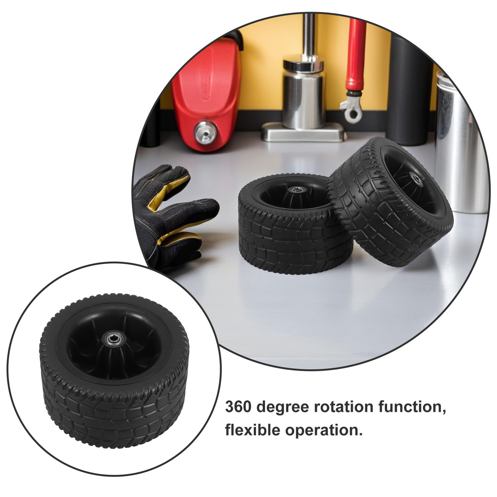 Lot de 2 Roues de Rechange en Caoutchouc 7 Pouces pour Compresseur d'Air et Chariot Utilitaire Kit Résistant aux Intempéries Haute Capacité de Charge Maniabilité Optimale pour