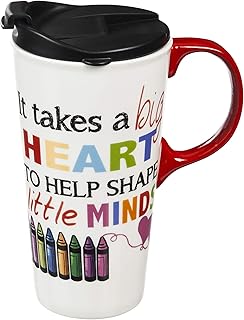 Cypress Home It Takes A Big Heart To Help Shape Little Minds 17 OZ DoubleWall Insulated Travel Mug Teacher Appreciation Gift 3.5 x 5.25 x 7 inches