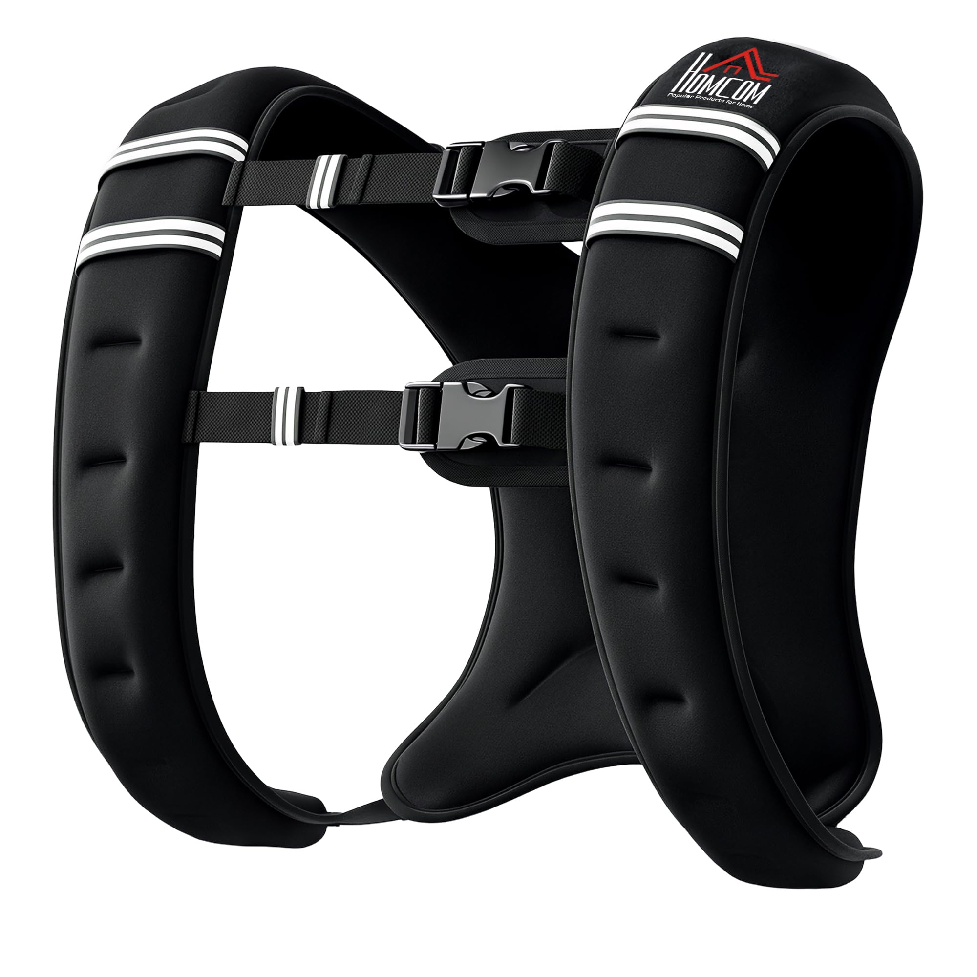 HOMCOM Chaleco lastrado 8KG para hombres y mujeres, correr, Negro | Correas ajustables, bolsillo, tiras reflectantes, cardio, entrenamiento de fuerza, ejercicio
