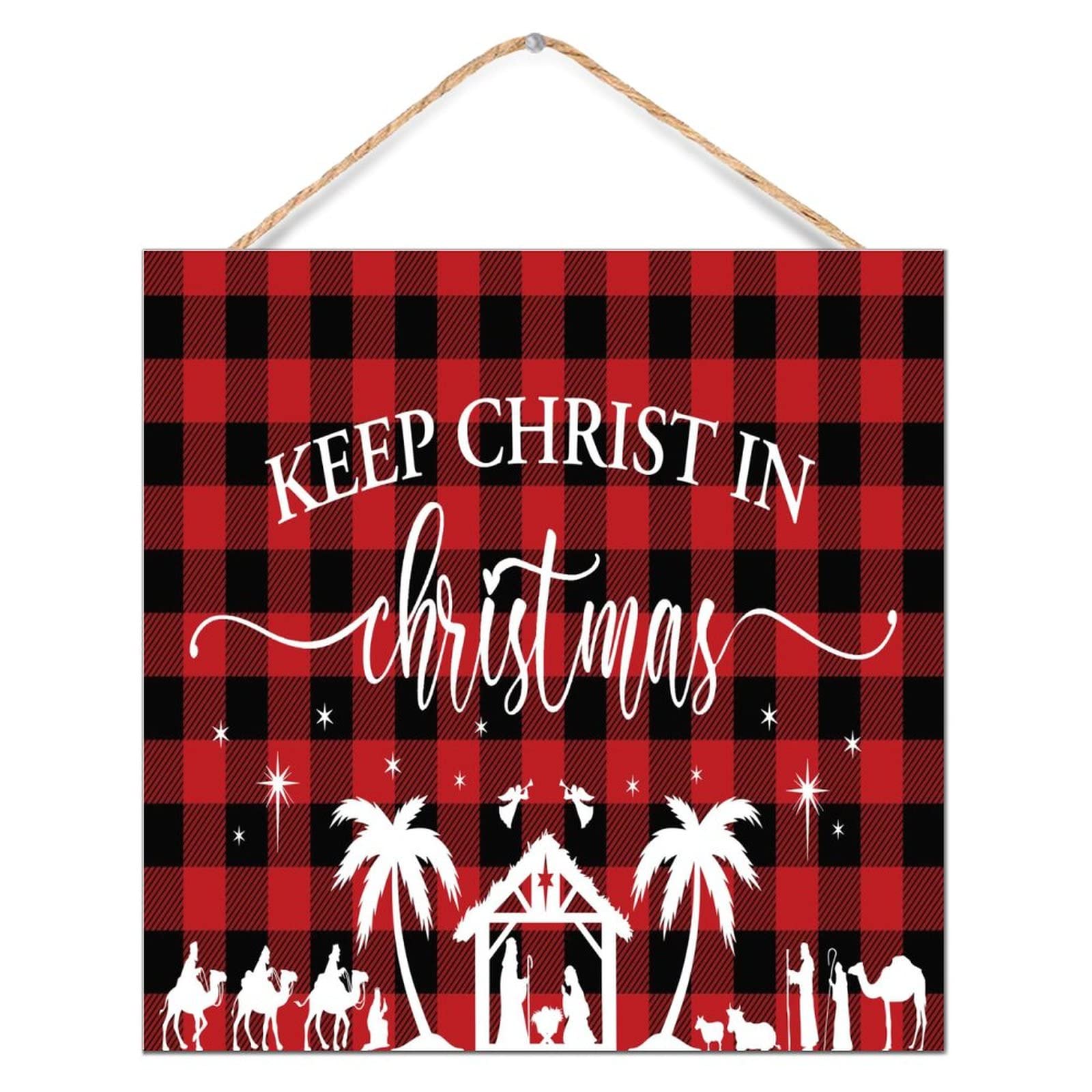 Panneau en bois Keep Christ in Christmas le cadeau de Noël traditionnel