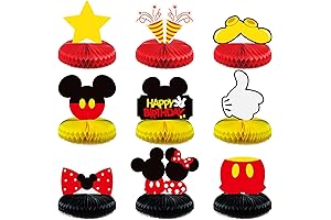 9 Pcs Mickey Mouse Honeycomb Centerpiece for Kids Birthday Theme Disney Photo Booth Props Decoration
