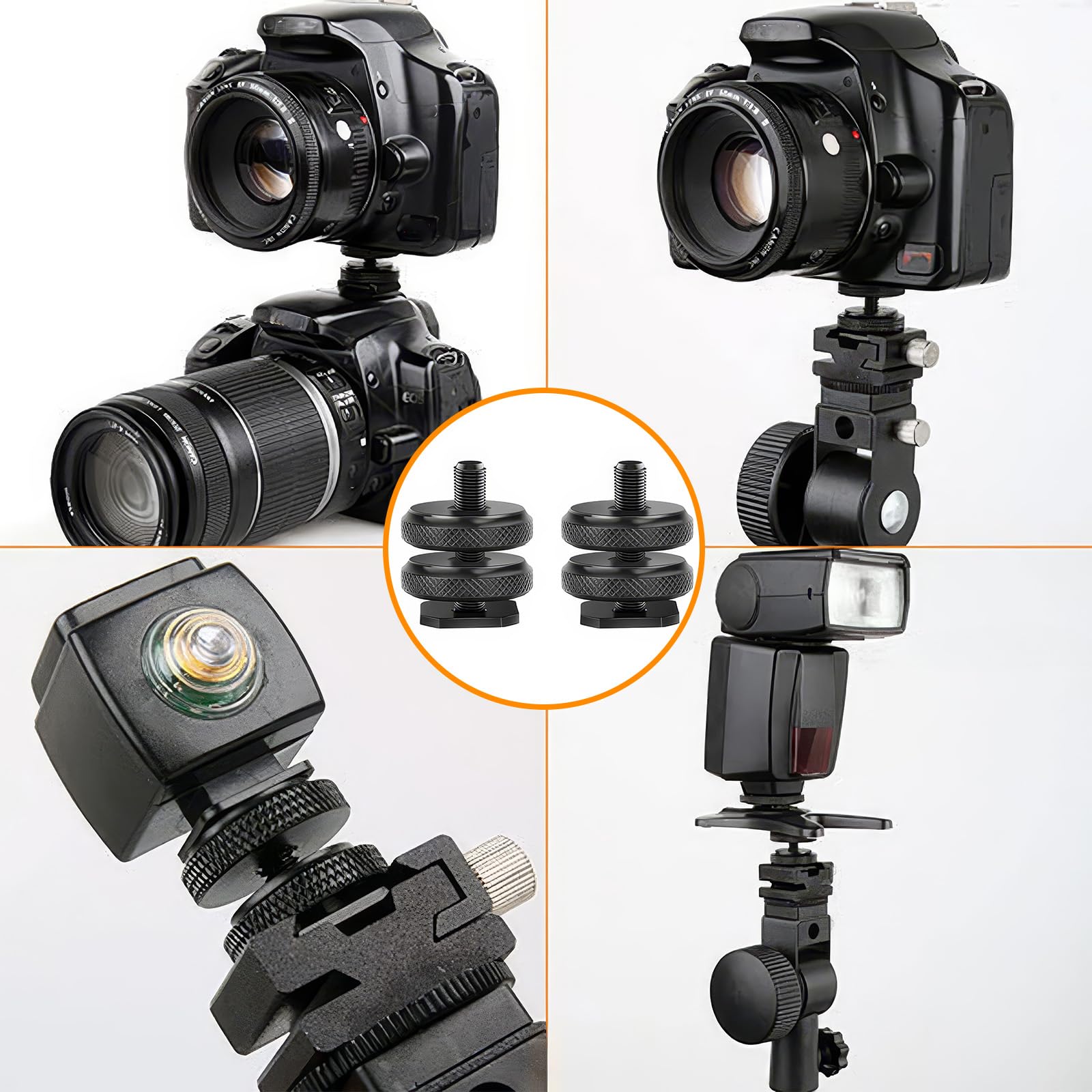 3 Pièces Adaptateur Griffe Camera, Daptateur Hot Shoe, Vis d'adaptation, Filetage 1/4", Vis de trépied 1/4", pour Microphone, Flashs,Moniteur, Appareils Photo, Caméscopes