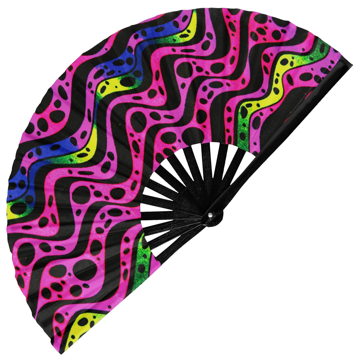 Amazon.com: GloFX Folding Fan - Heat Wave - Large Rave Clack